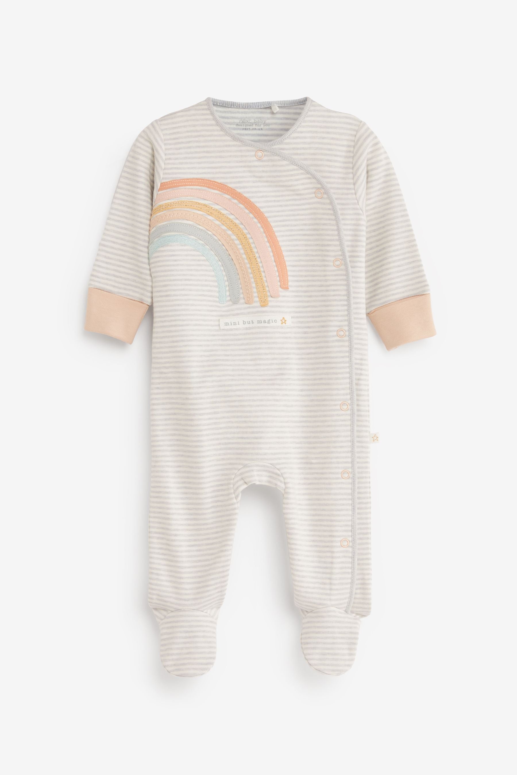 Tan Rainbows Baby Sleepsuits 3 Pack (0-2yrs)