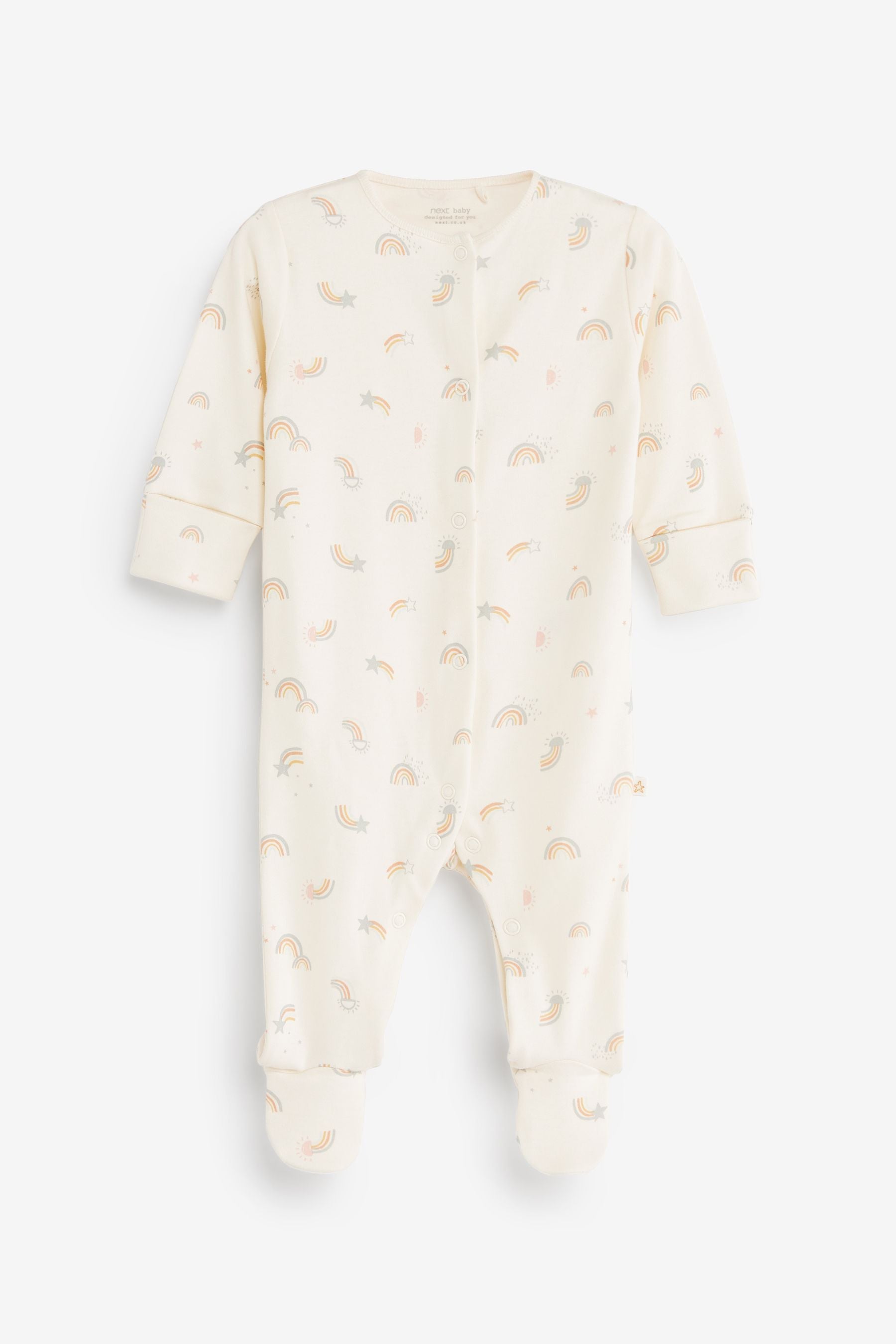 Tan Rainbows Baby Sleepsuits 3 Pack (0-2yrs)