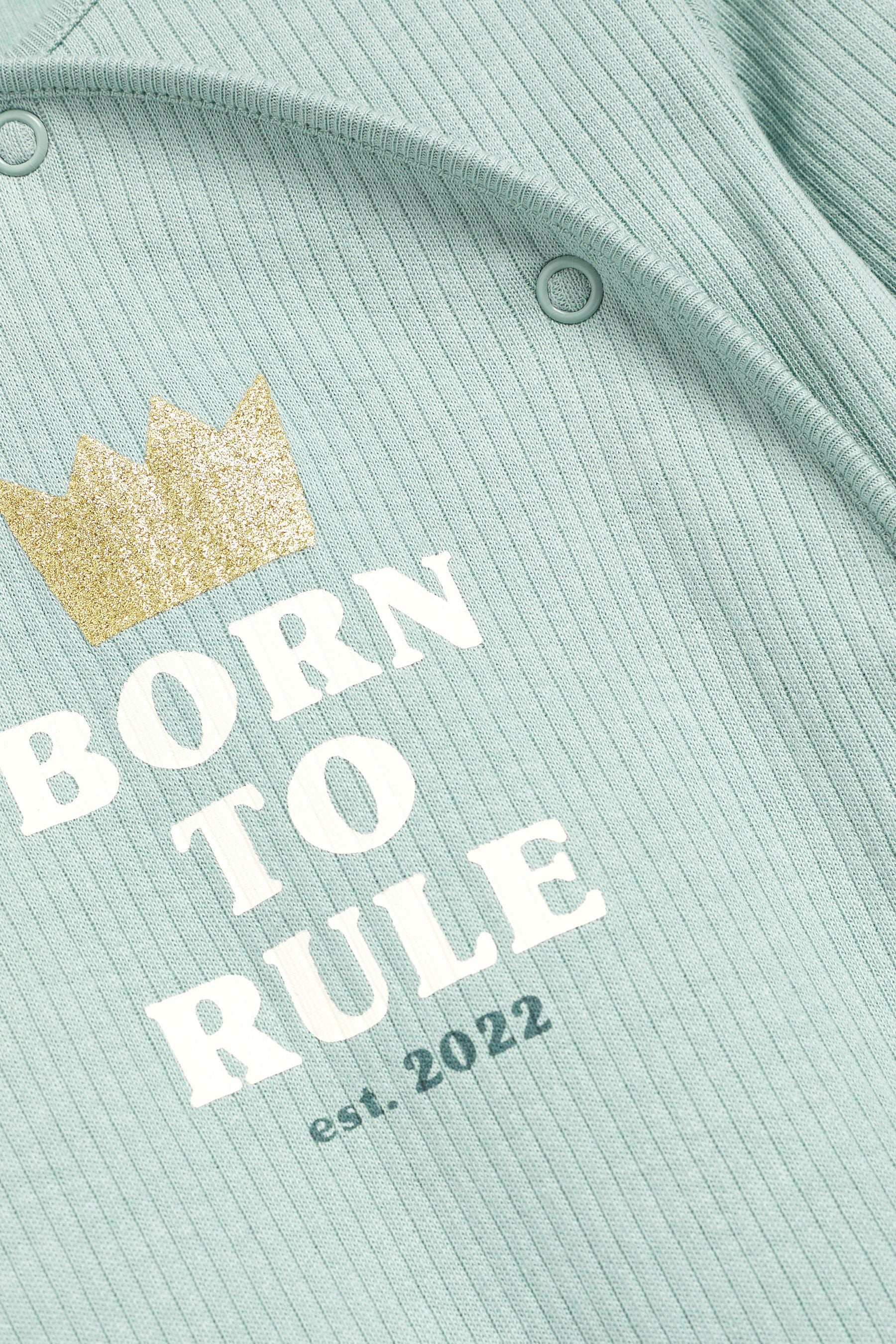 Green Born To Rule Single Sleepsuit (0-2yrs)