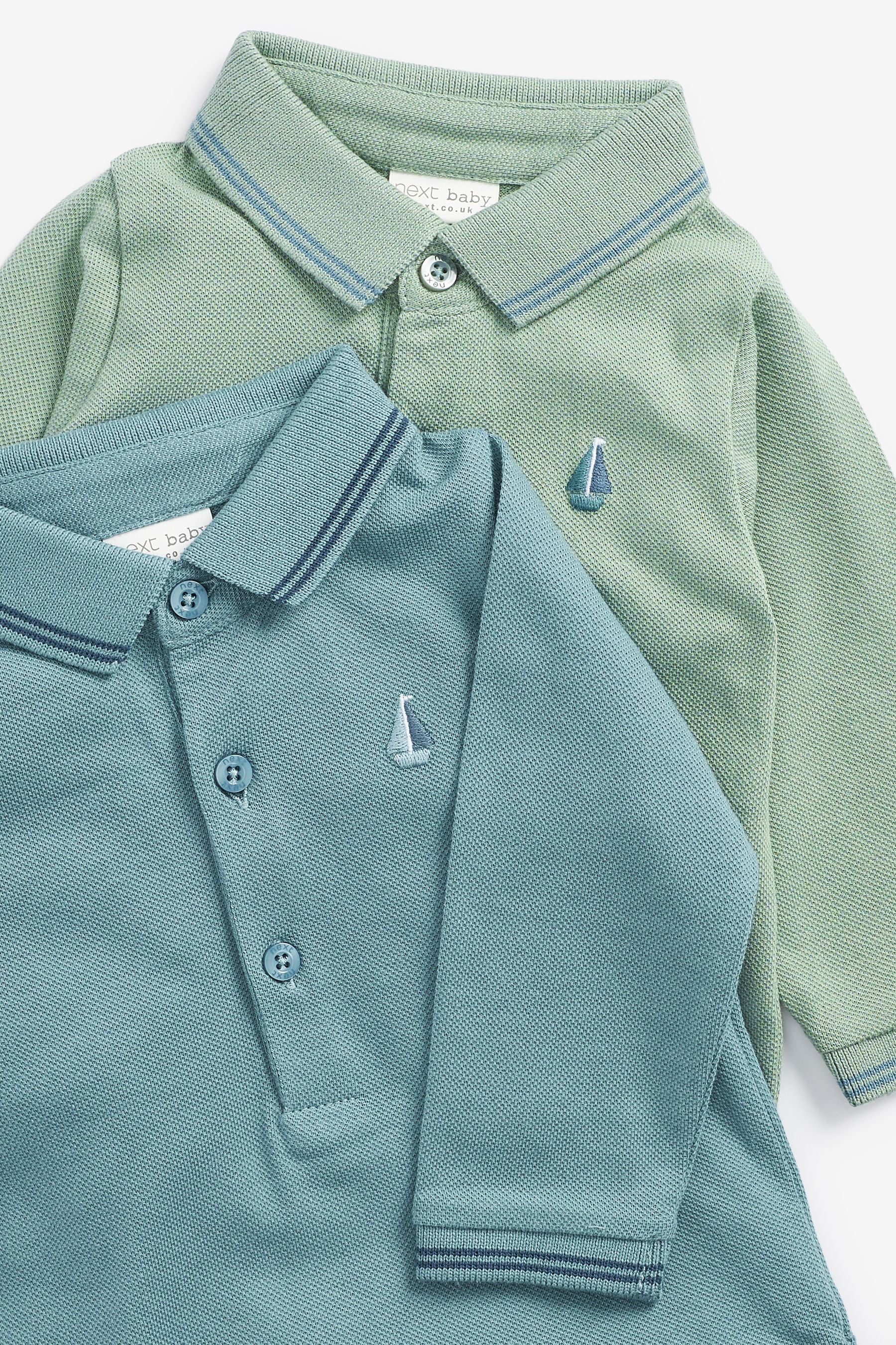 Green / Blue Poloshirt Bodysuits 2 Pack