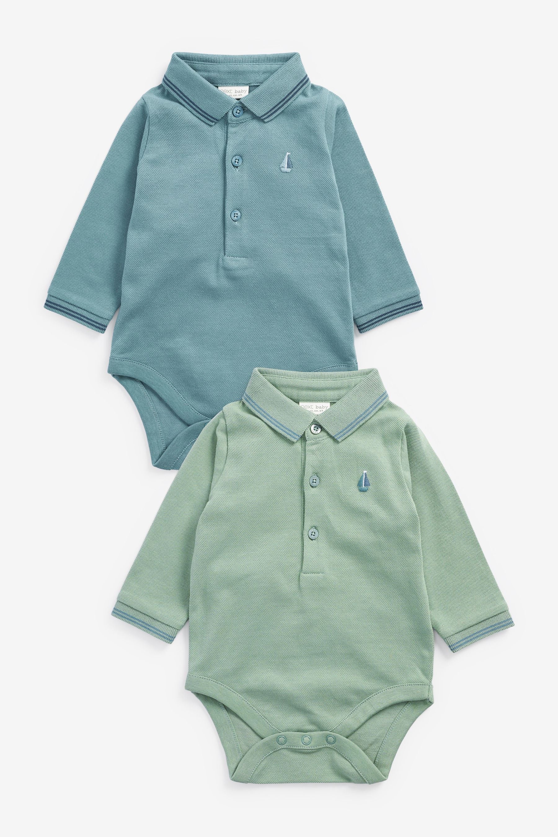 Green / Blue Poloshirt Bodysuits 2 Pack