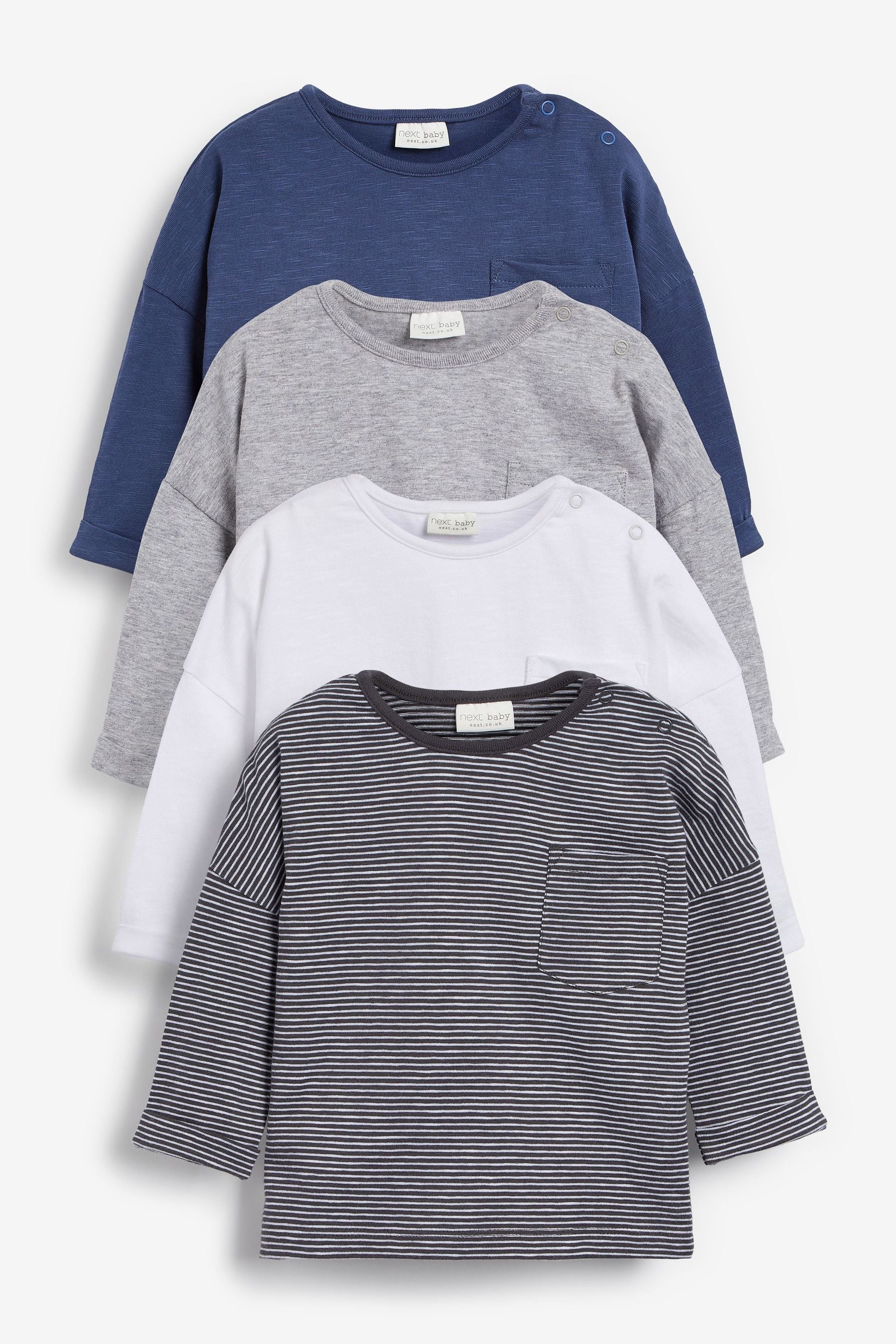 Blue / Grey 4 Pack Baby Short Sleeved T-Shirts