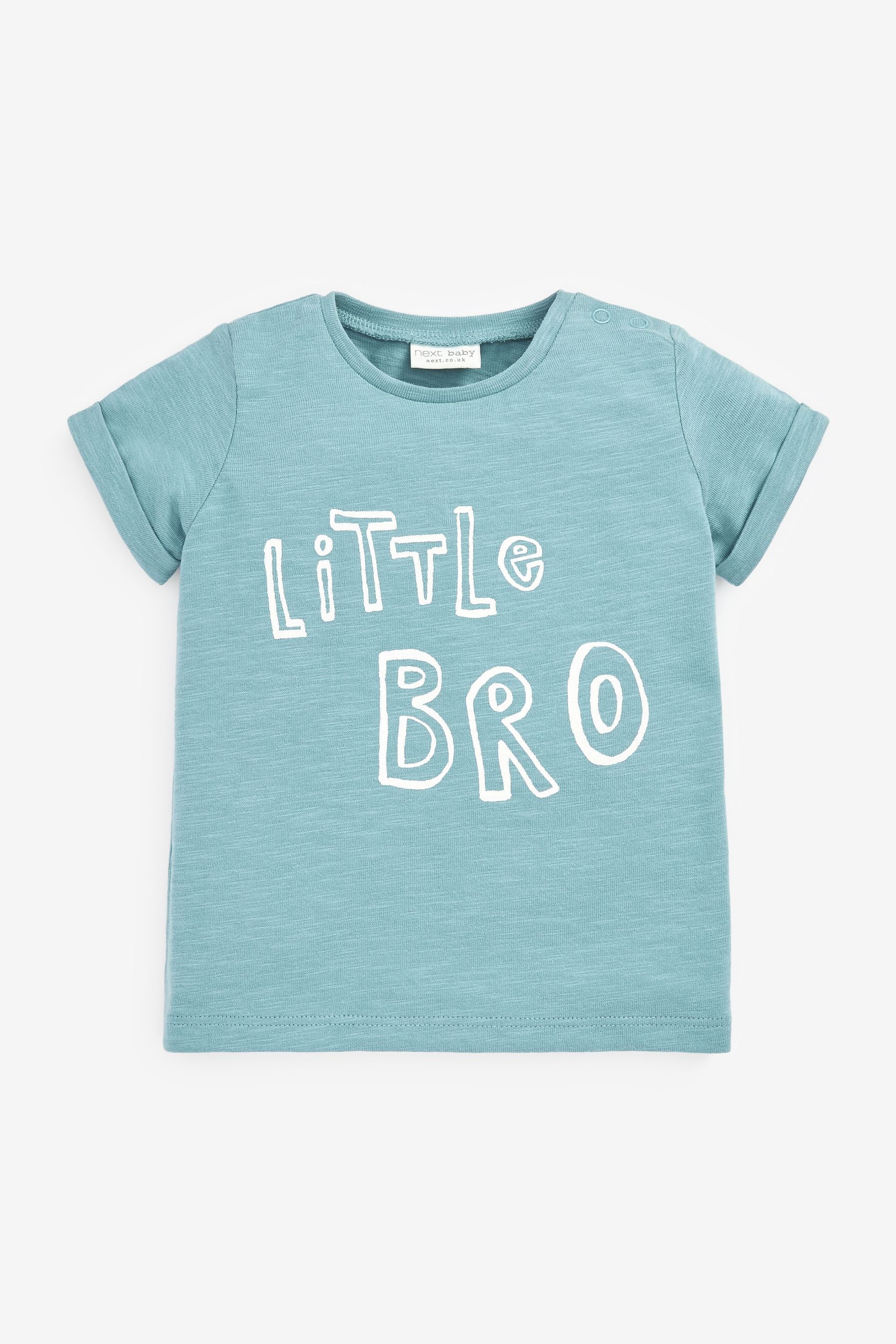 Blue Little Bro Slogan Baby T-Shirt (0mths-2yrs)