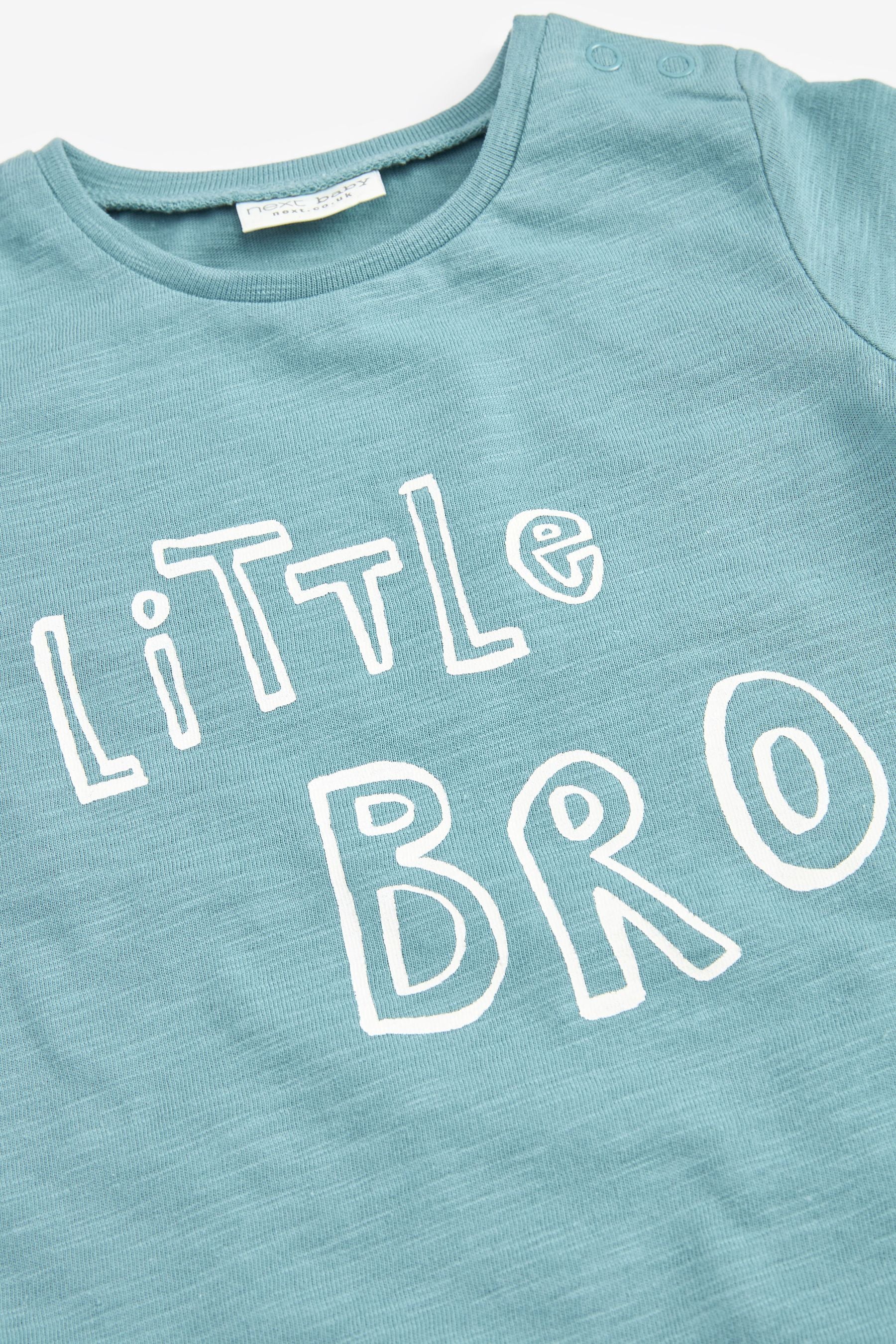 Blue Little Bro Slogan Baby T-Shirt (0mths-2yrs)