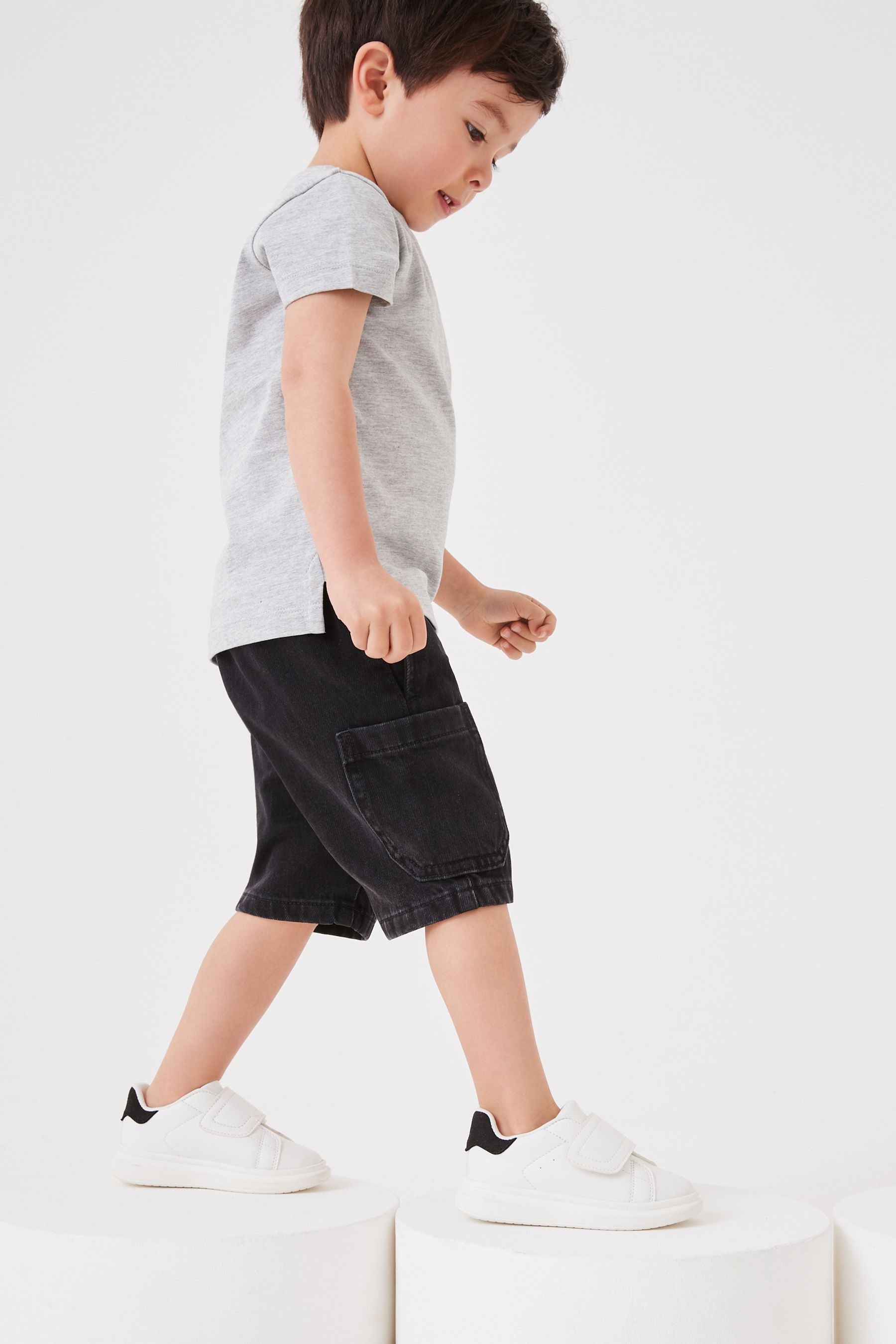 Black Denim Utility Shorts (3mths-7yrs)