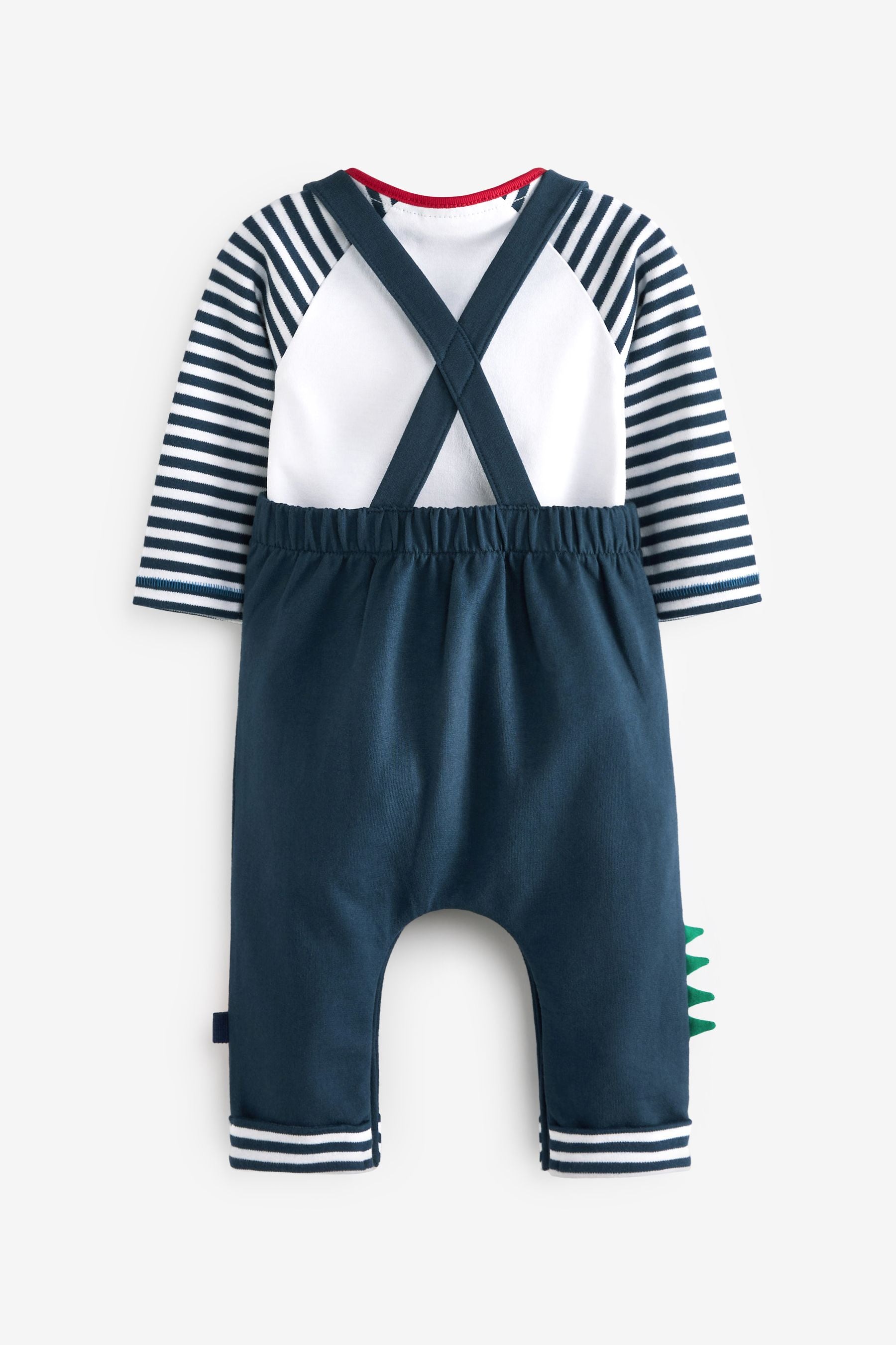 Denim Blue/Red Bright Baby 2 Piece Dungarees And Bodysuit Set (0mths-3yrs)