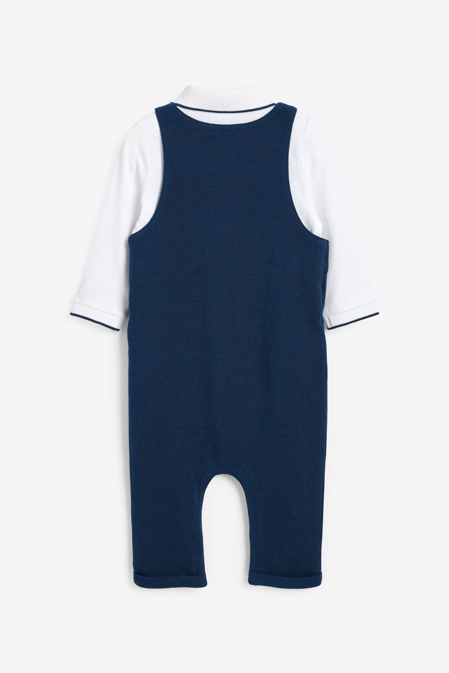 Navy Blue Smart Boat Baby Dungaree And Bodysuit Set (0mths-3yrs)