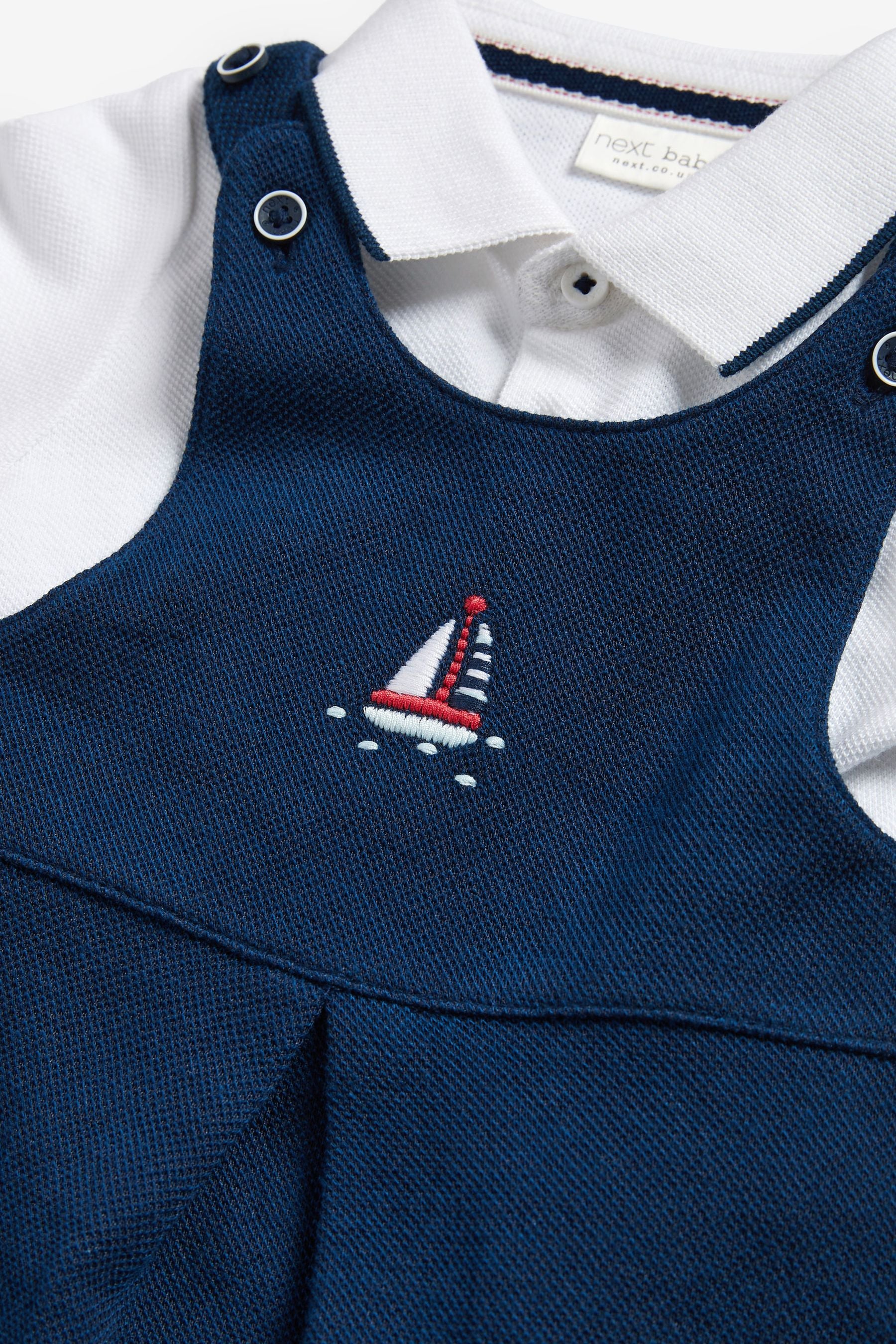 Navy Blue Smart Boat Baby Dungaree And Bodysuit Set (0mths-3yrs)