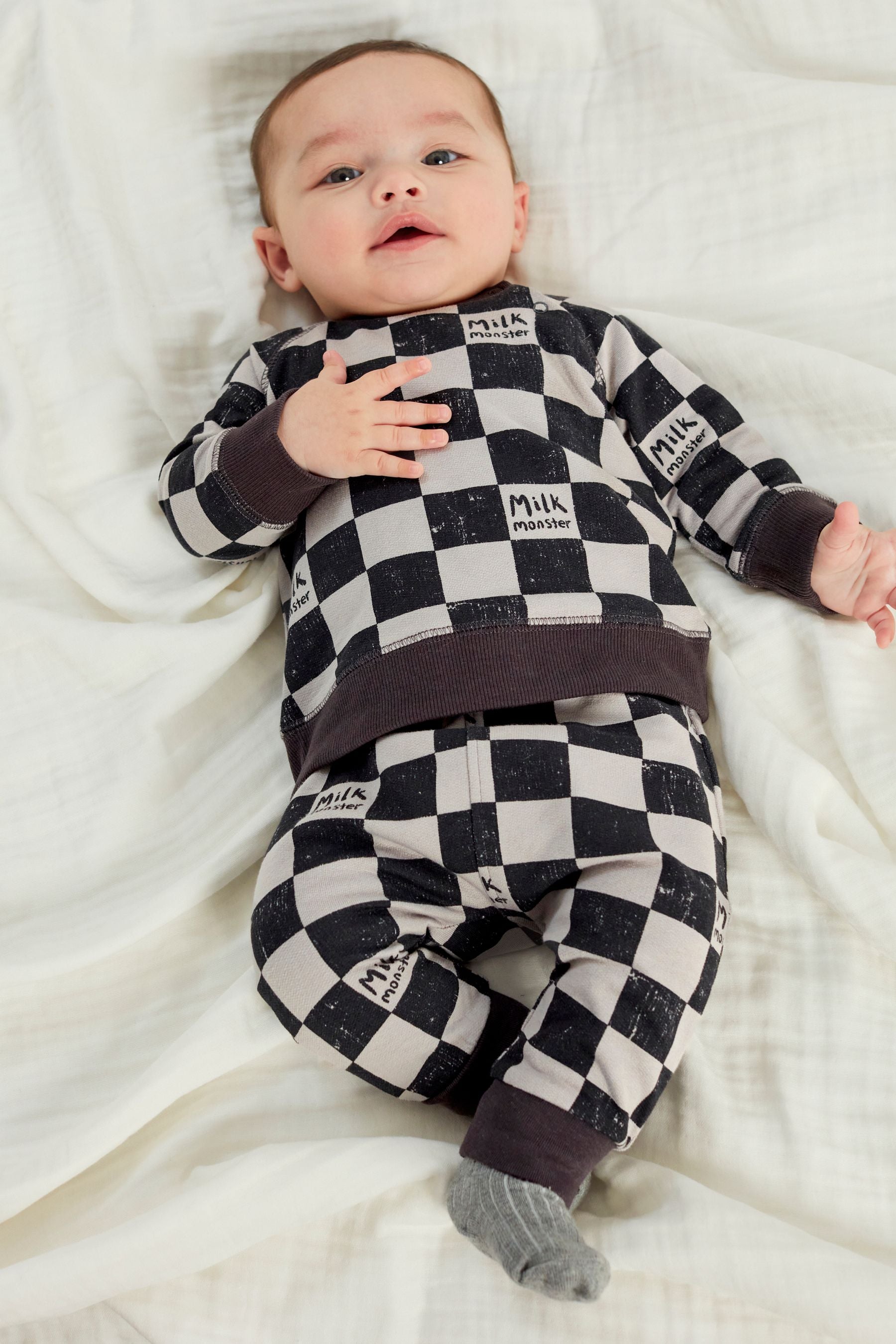 Charcoal Grey Check Sweat Set (0mths-2yrs)