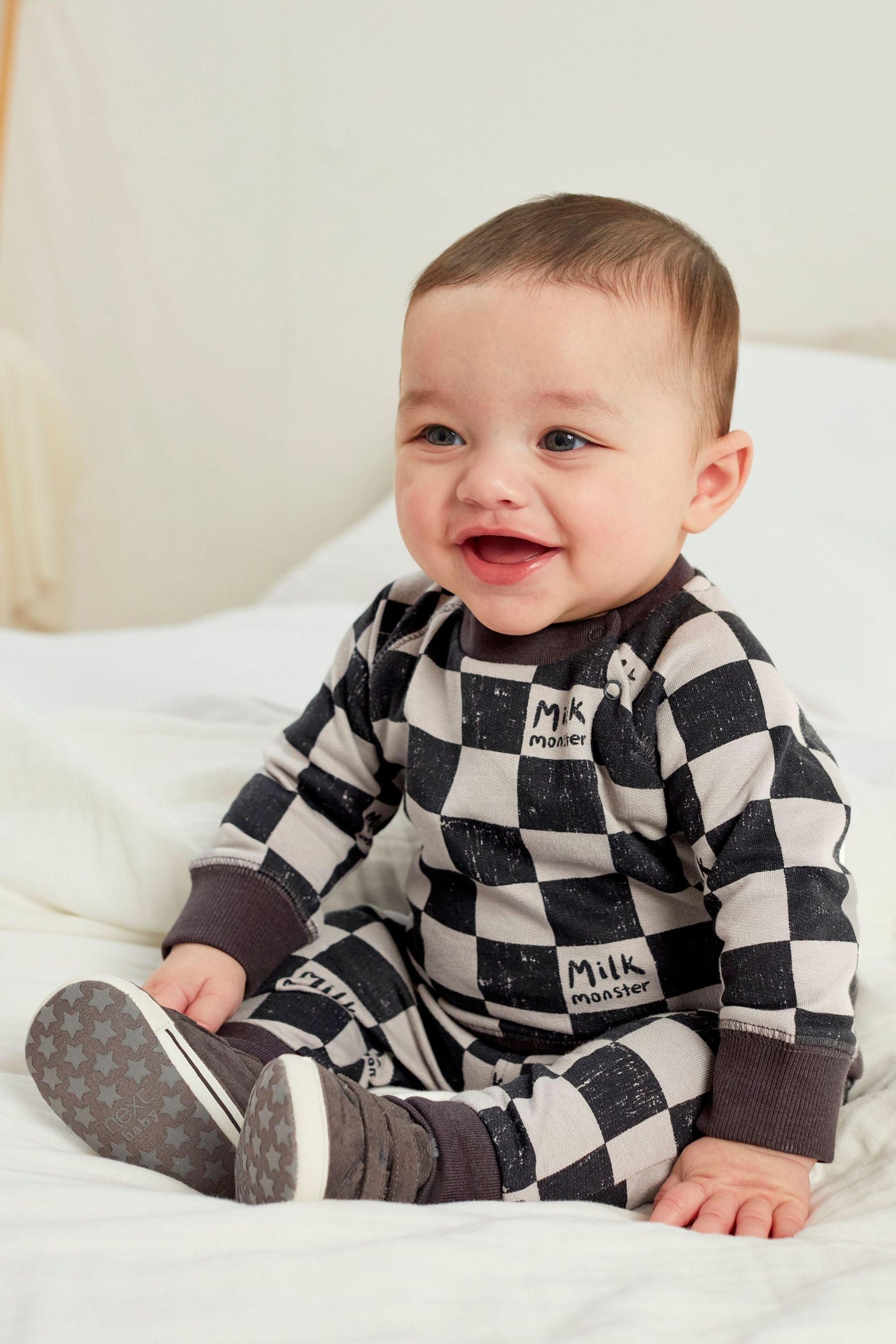 Charcoal Grey Check Sweat Set (0mths-2yrs)