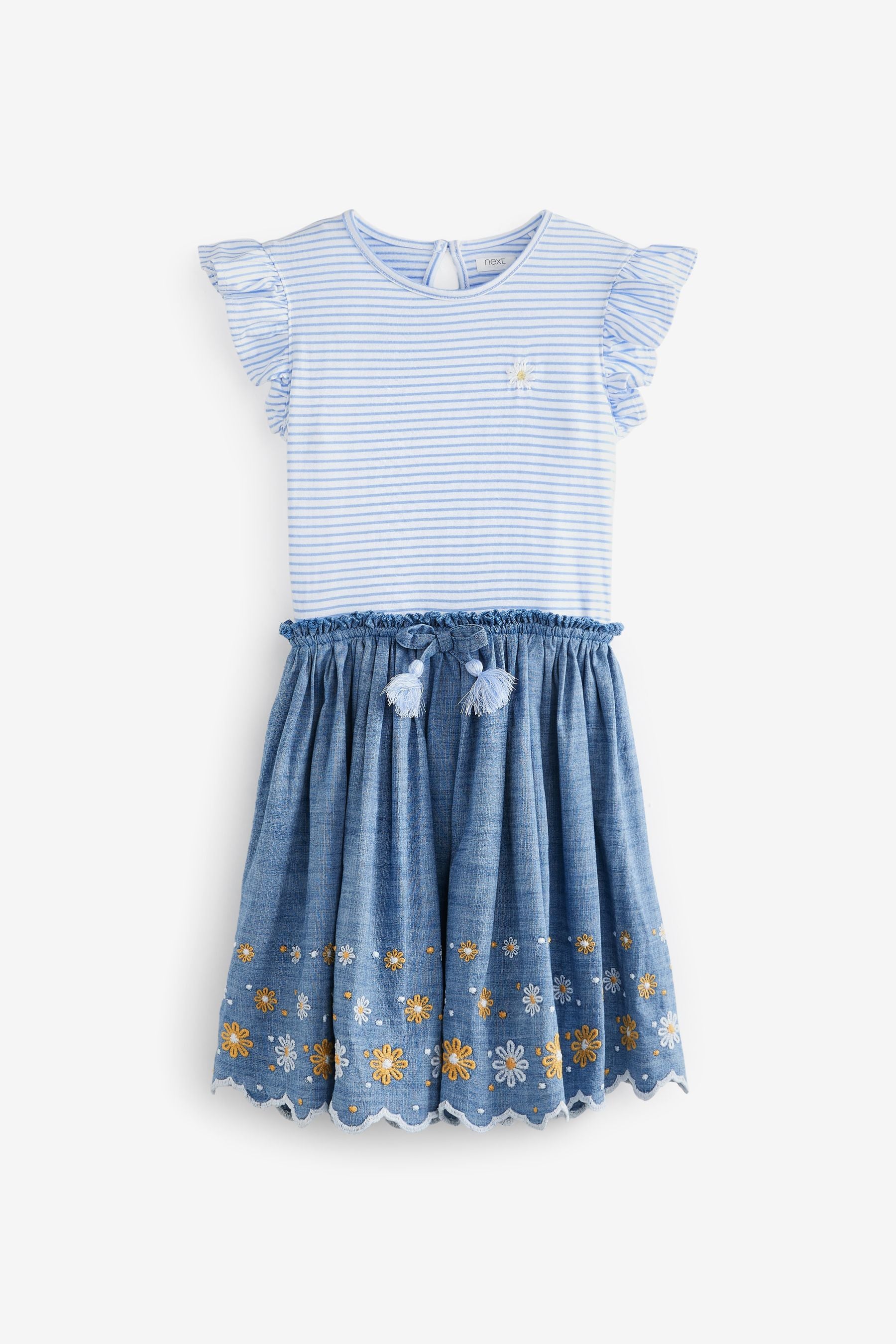 Blue Daisy Embroidered Dress (3-16yrs)