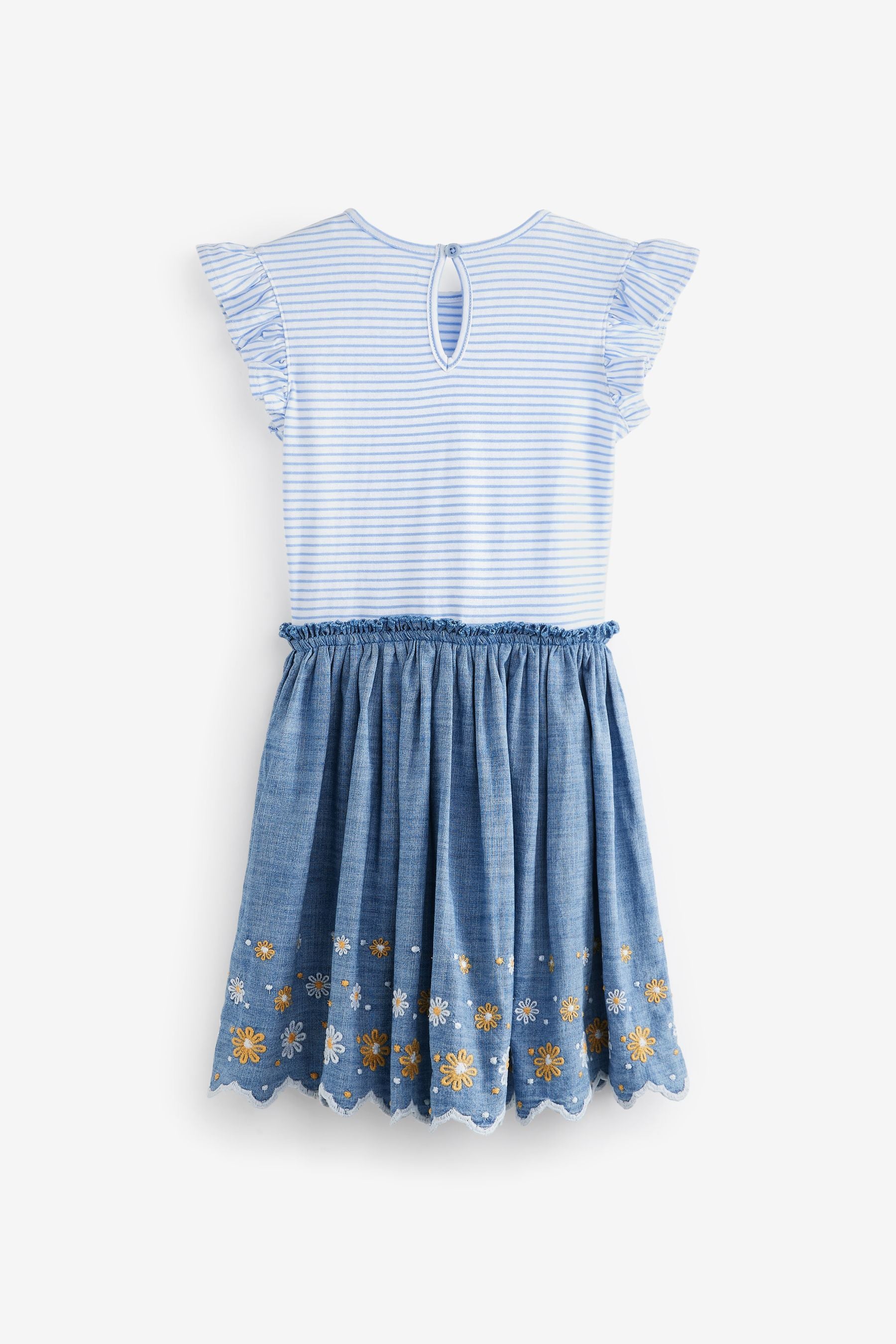 Blue Daisy Embroidered Dress (3-16yrs)