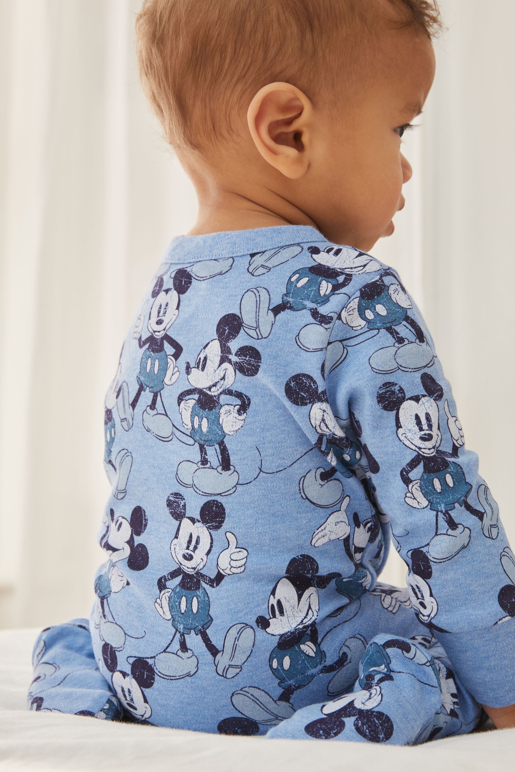 Blue Mickey Mouse Sleepsuit and Bib Set (0mths-2yrs)