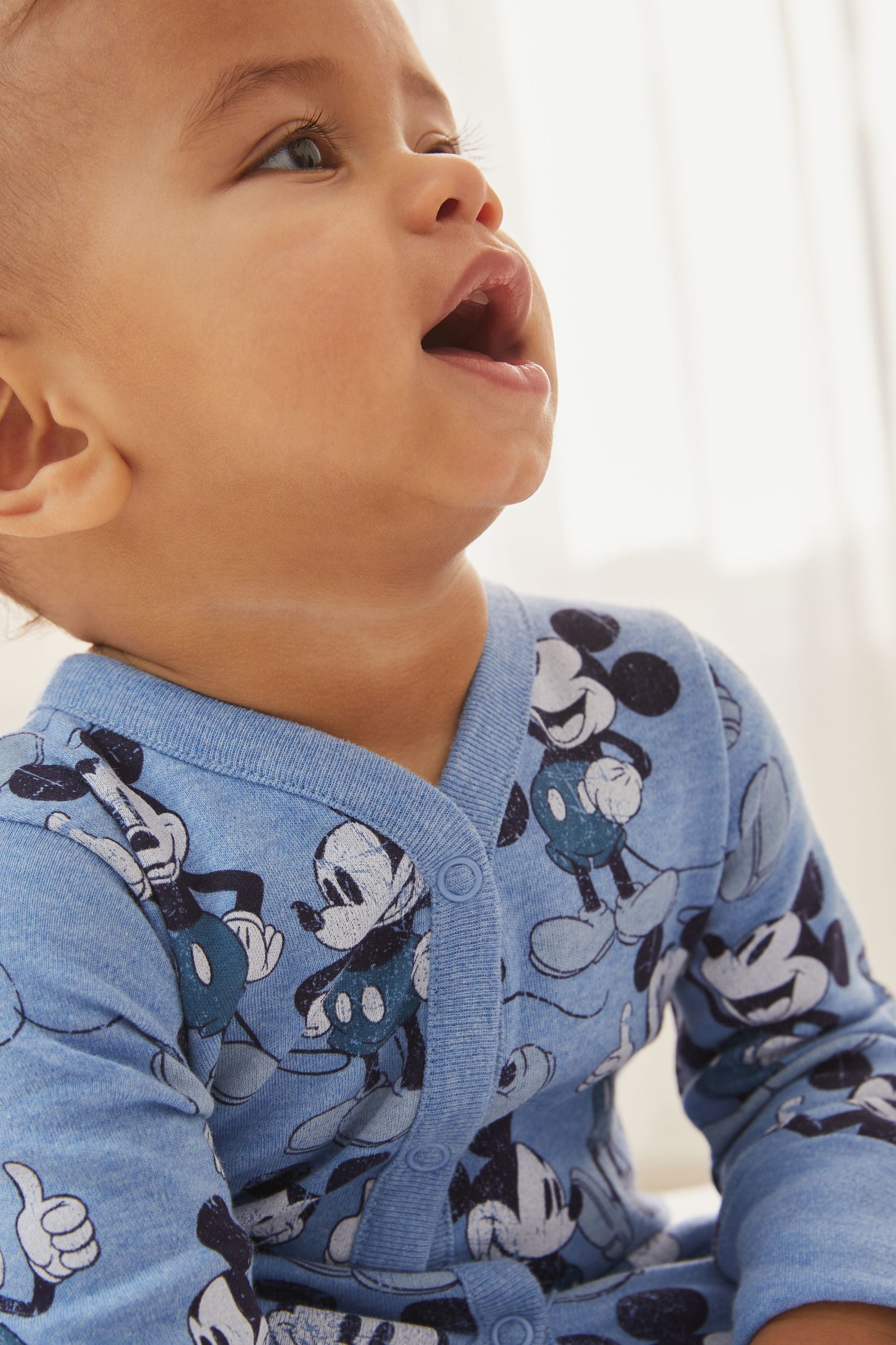 Blue Mickey Mouse Sleepsuit and Bib Set (0mths-2yrs)