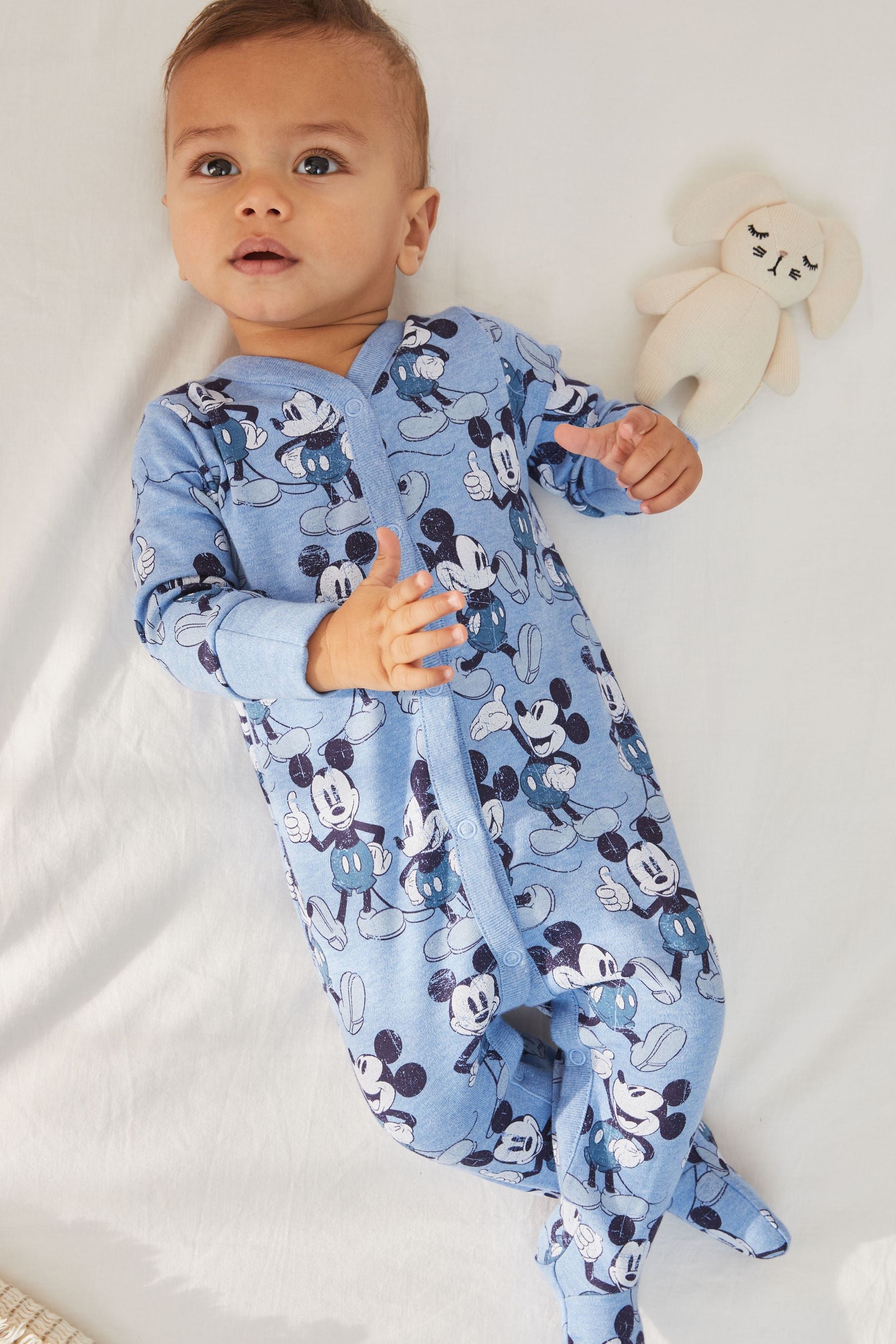 Blue Mickey Mouse Sleepsuit and Bib Set (0mths-2yrs)