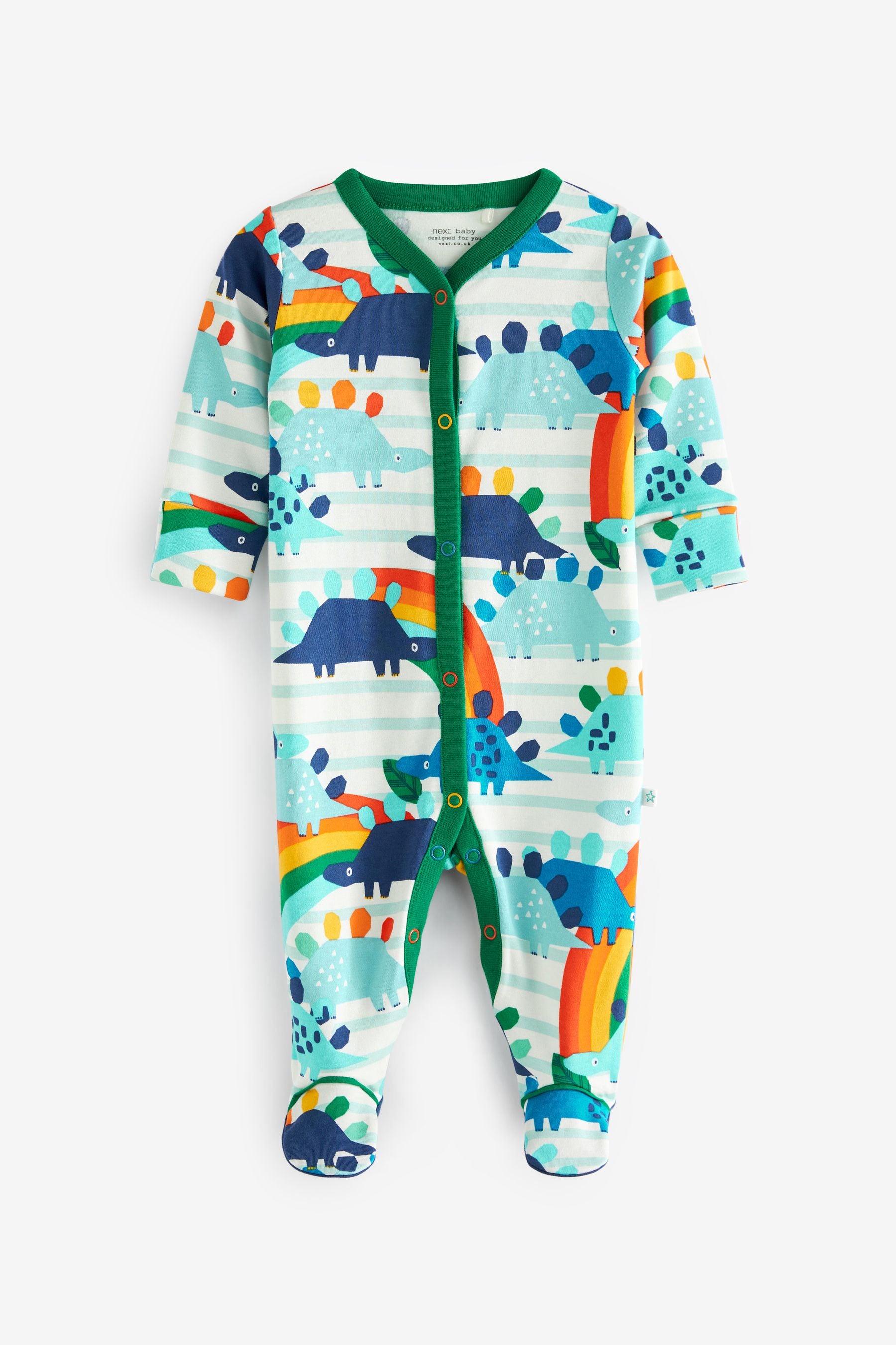 Blue Dino 2 Pack Baby Sleepsuits (0mths-3yrs)