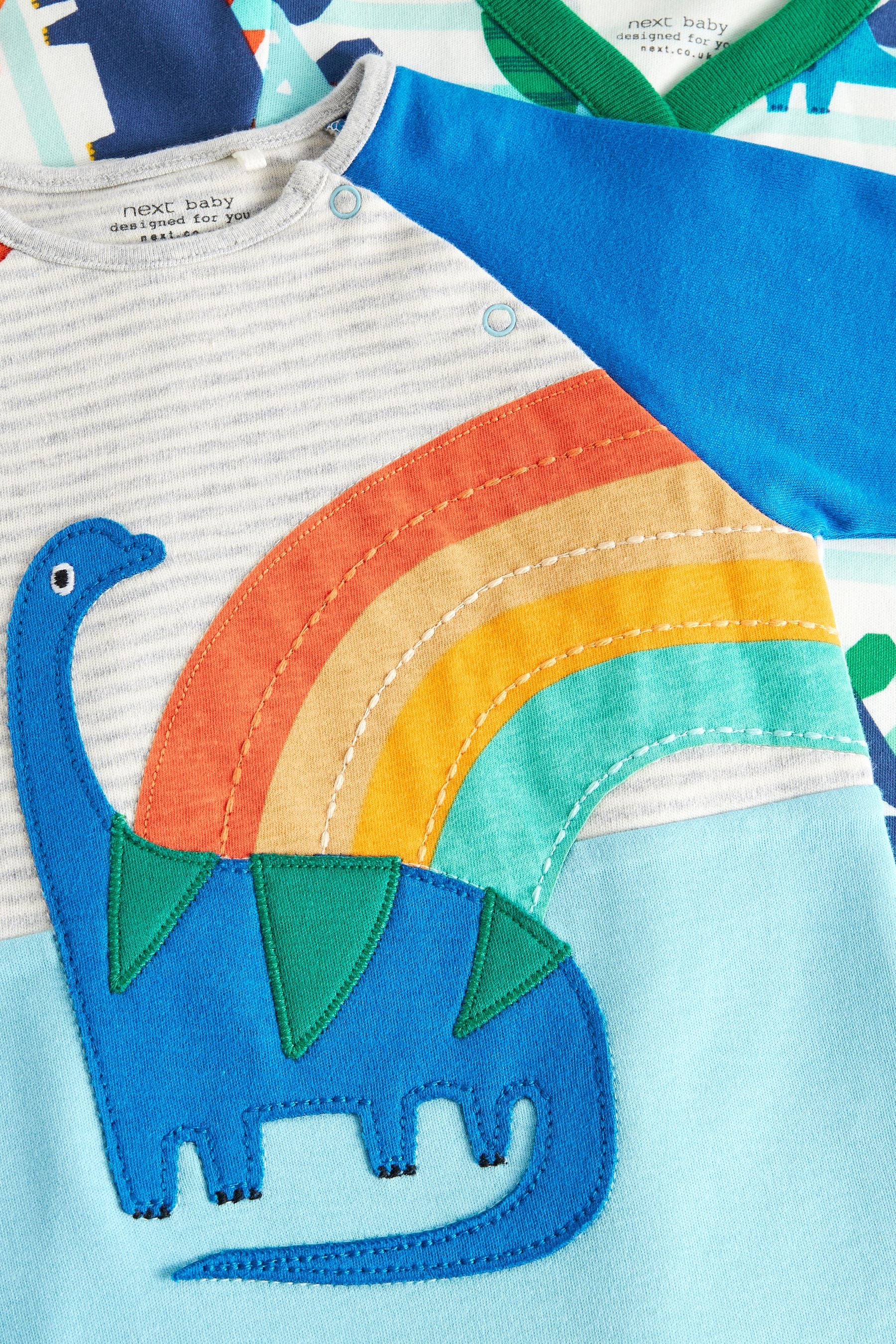 Blue Dino 2 Pack Baby Sleepsuits (0mths-3yrs)