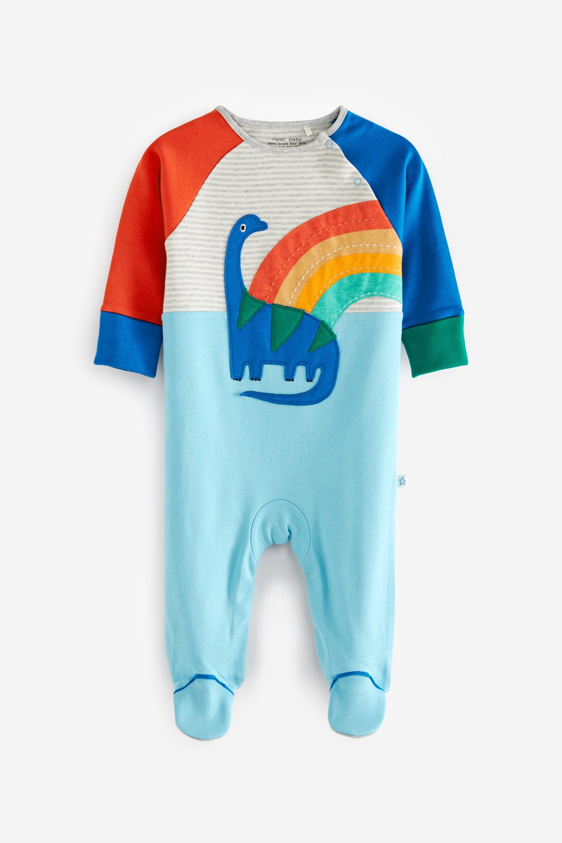 Blue Dino 2 Pack Baby Sleepsuits (0mths-3yrs)