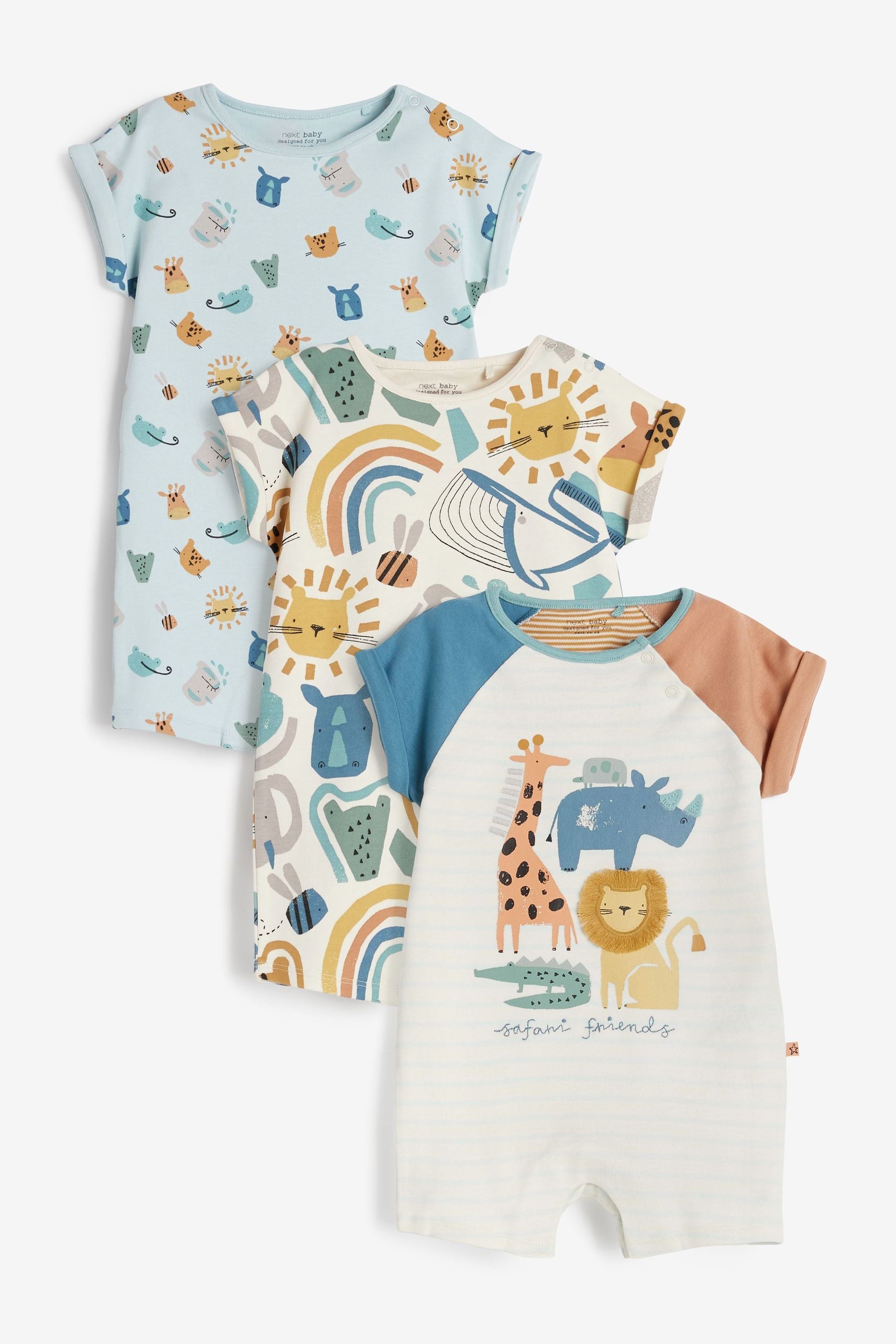 Ochre Yellow Lion Baby 3 Pack Rompers (0mths-3yrs)