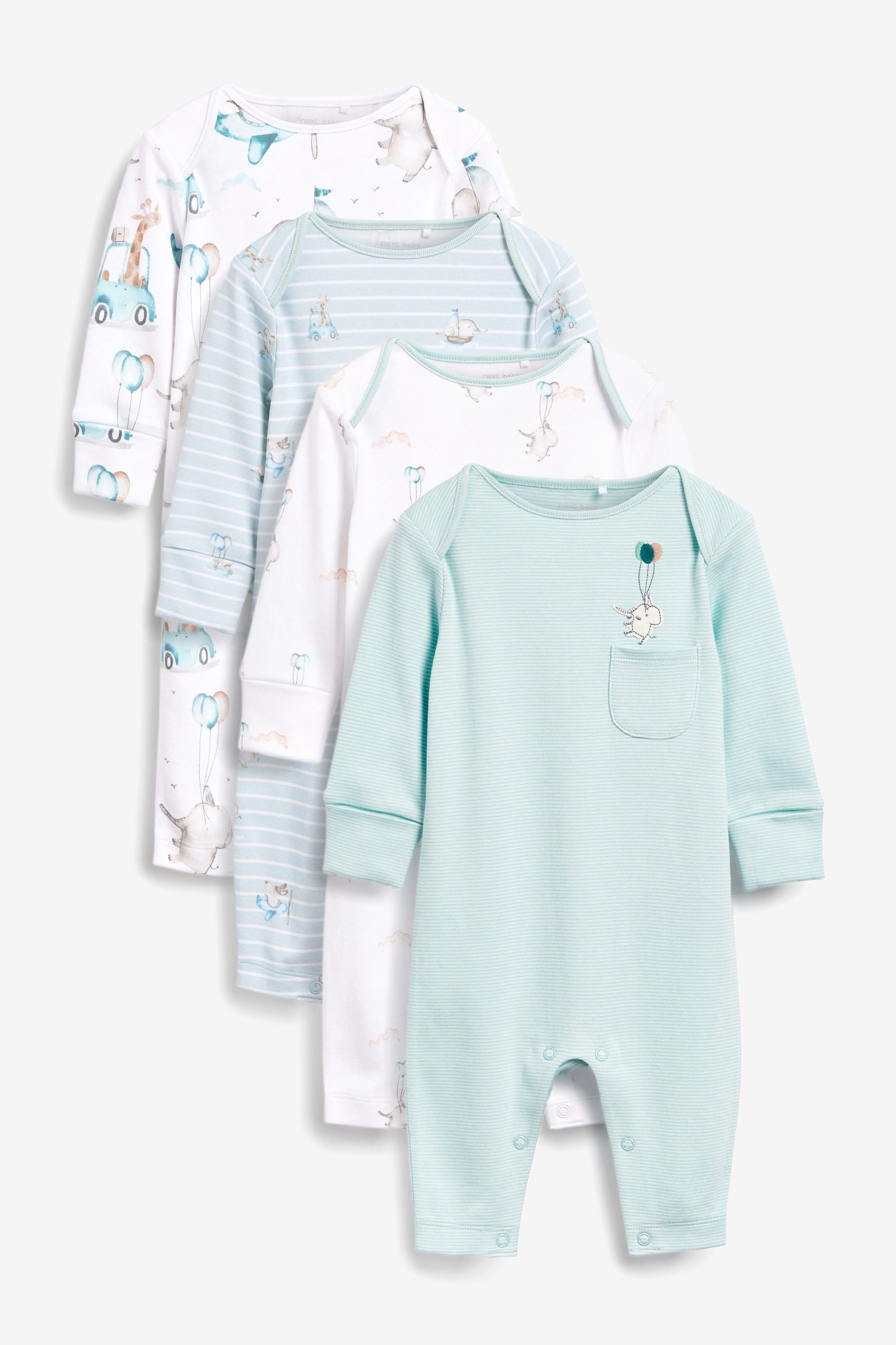 Blue 4 Pack Sleepsuits (0-2yrs)