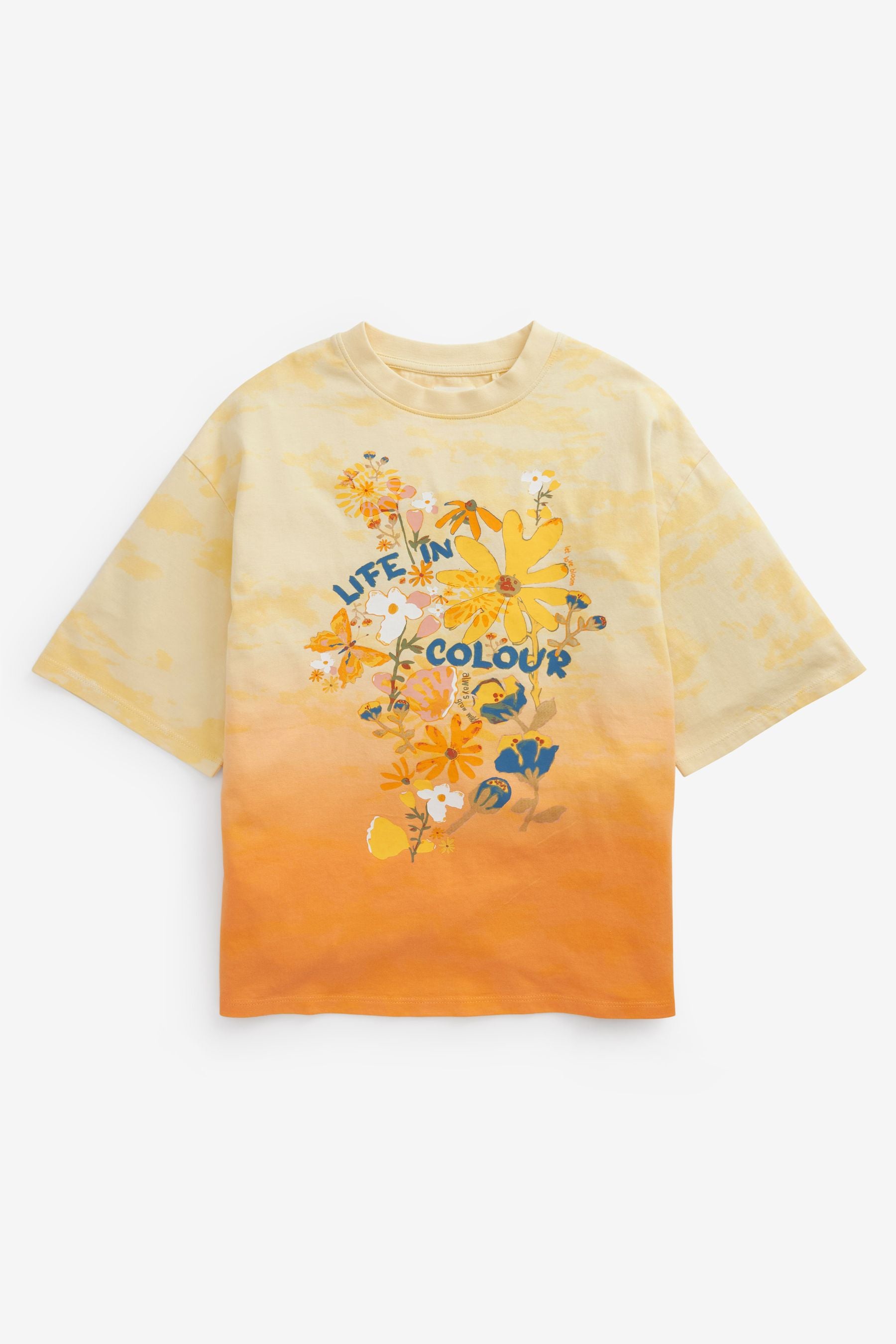 Yellow Ombre Life In Colour Oversized T-Shirt (3-16yrs)