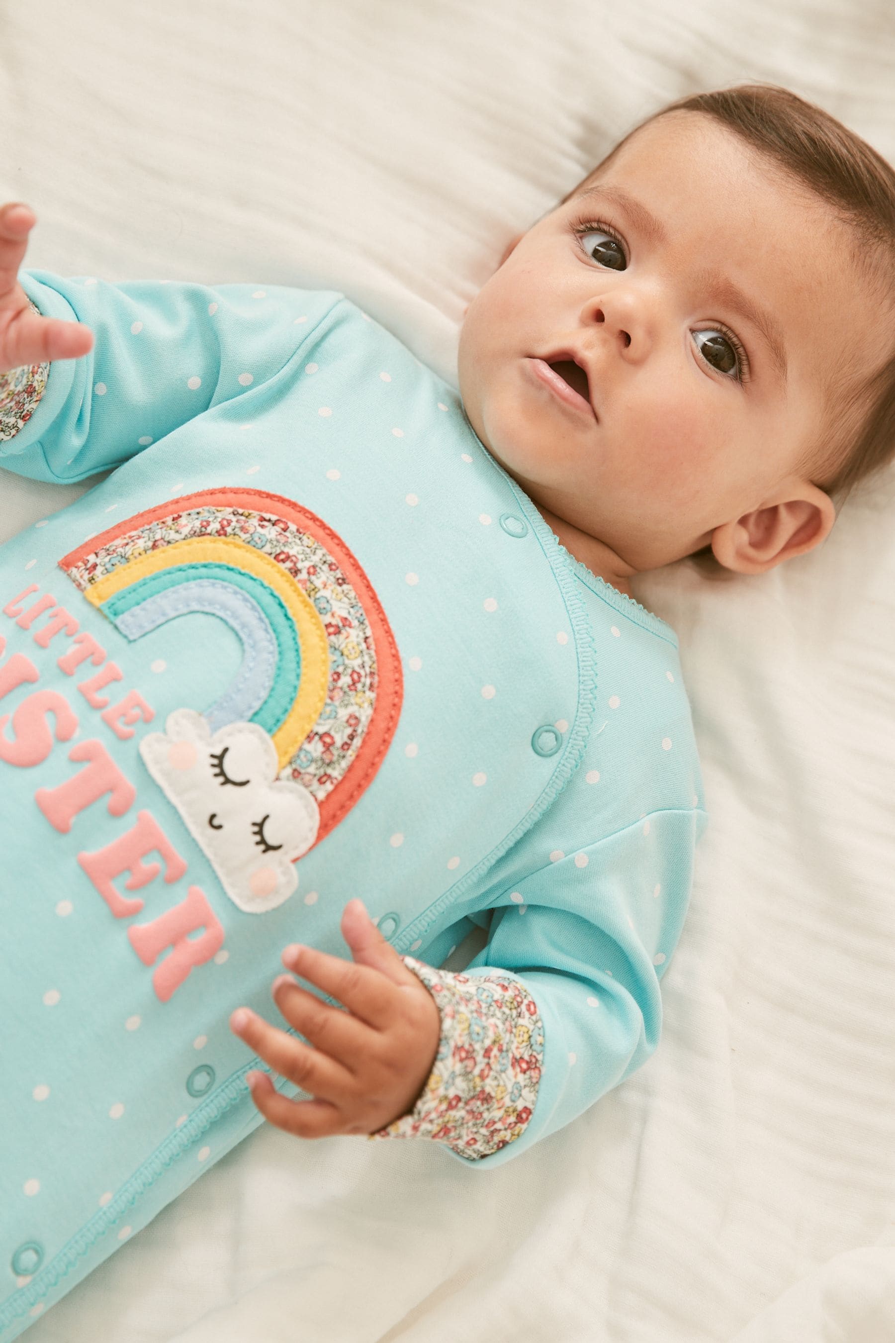 Rainbow Sister Little Sister Baby Sleepsuit (0-2yrs)