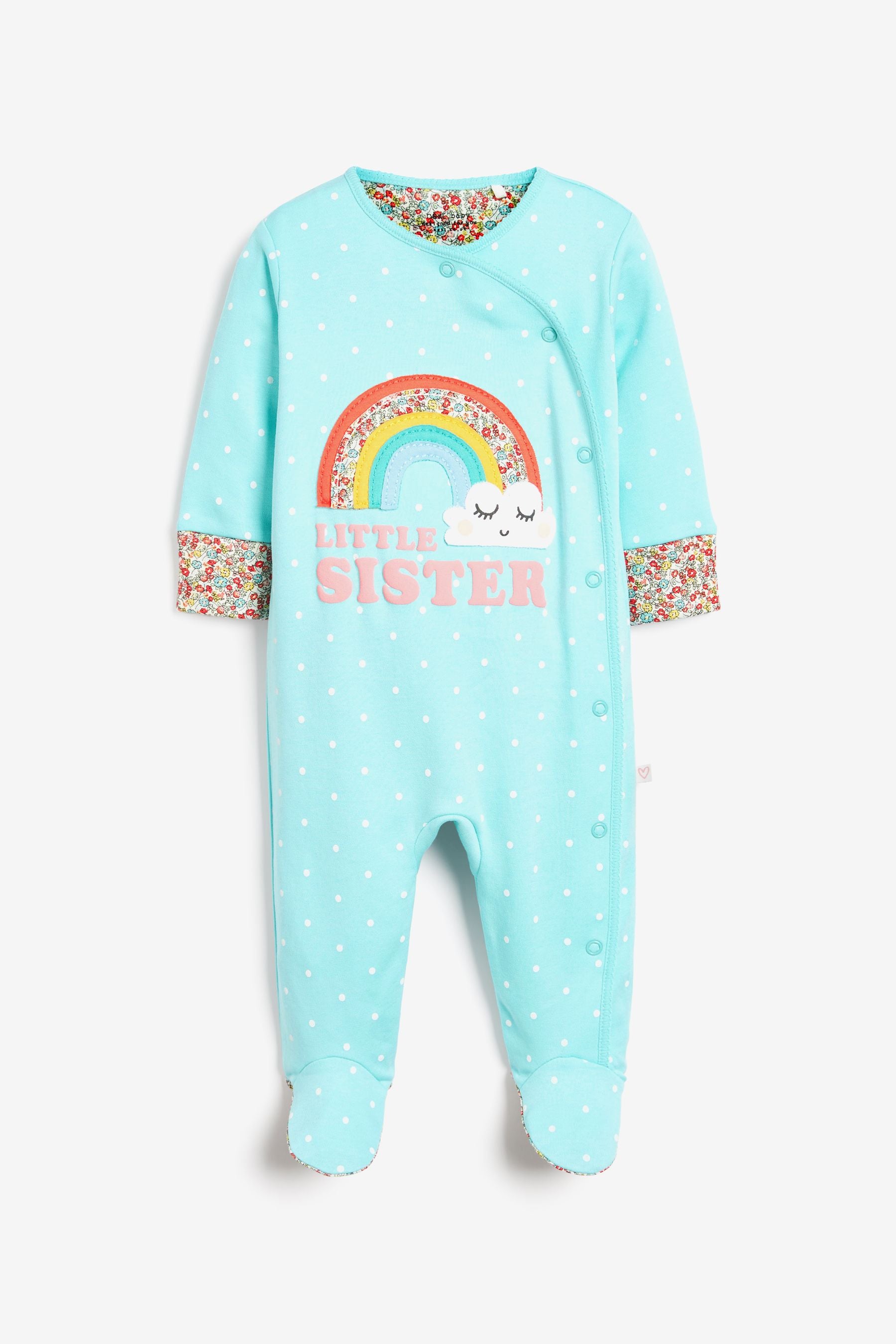 Rainbow Sister Little Sister Baby Sleepsuit (0-2yrs)