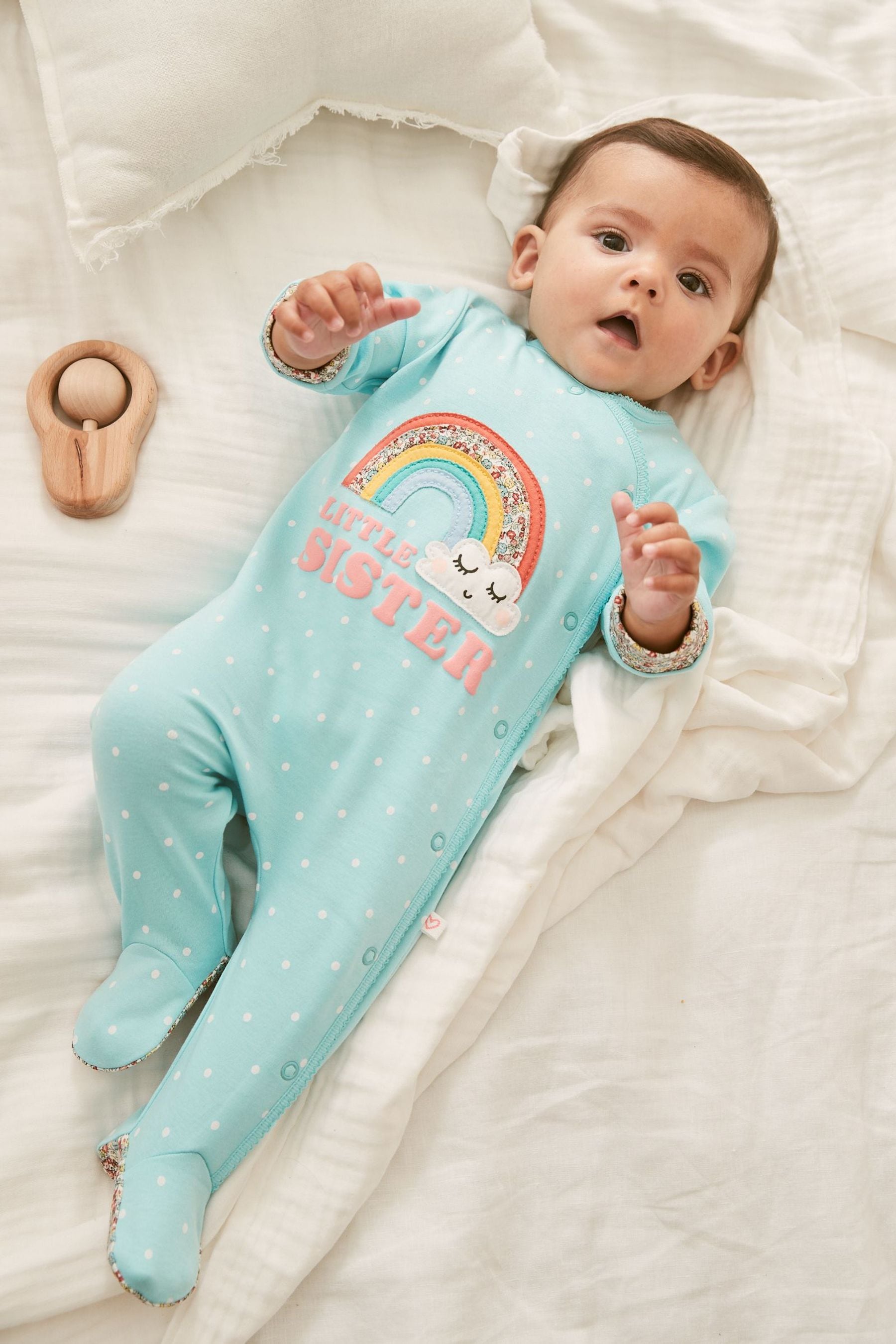 Rainbow Sister Little Sister Baby Sleepsuit (0-2yrs)