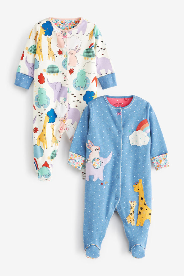 Blue Character 2 Pack Sleepsuits (0-2yrs)