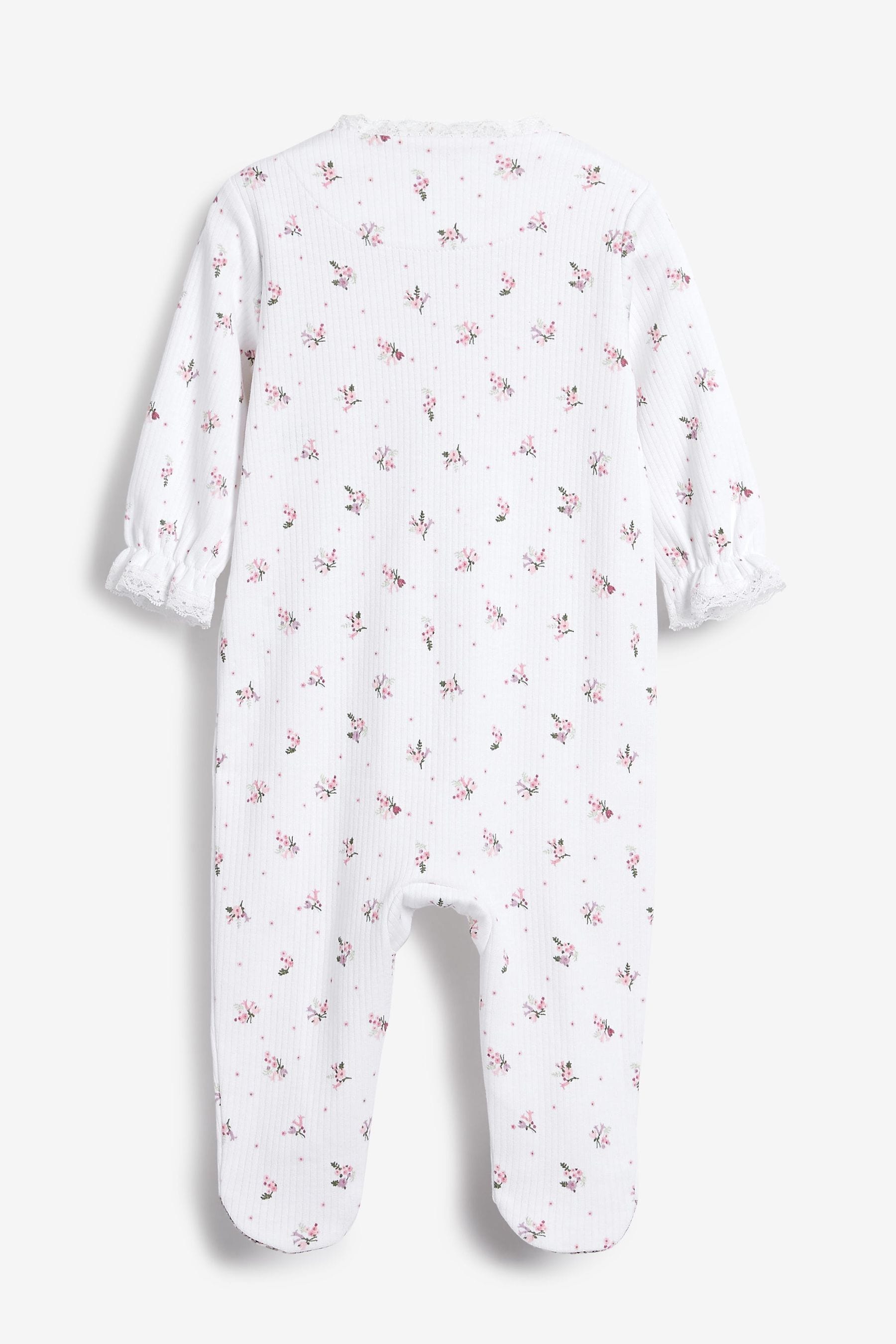 Mummy White Floral Family Sleepsuit (0-2yrs)