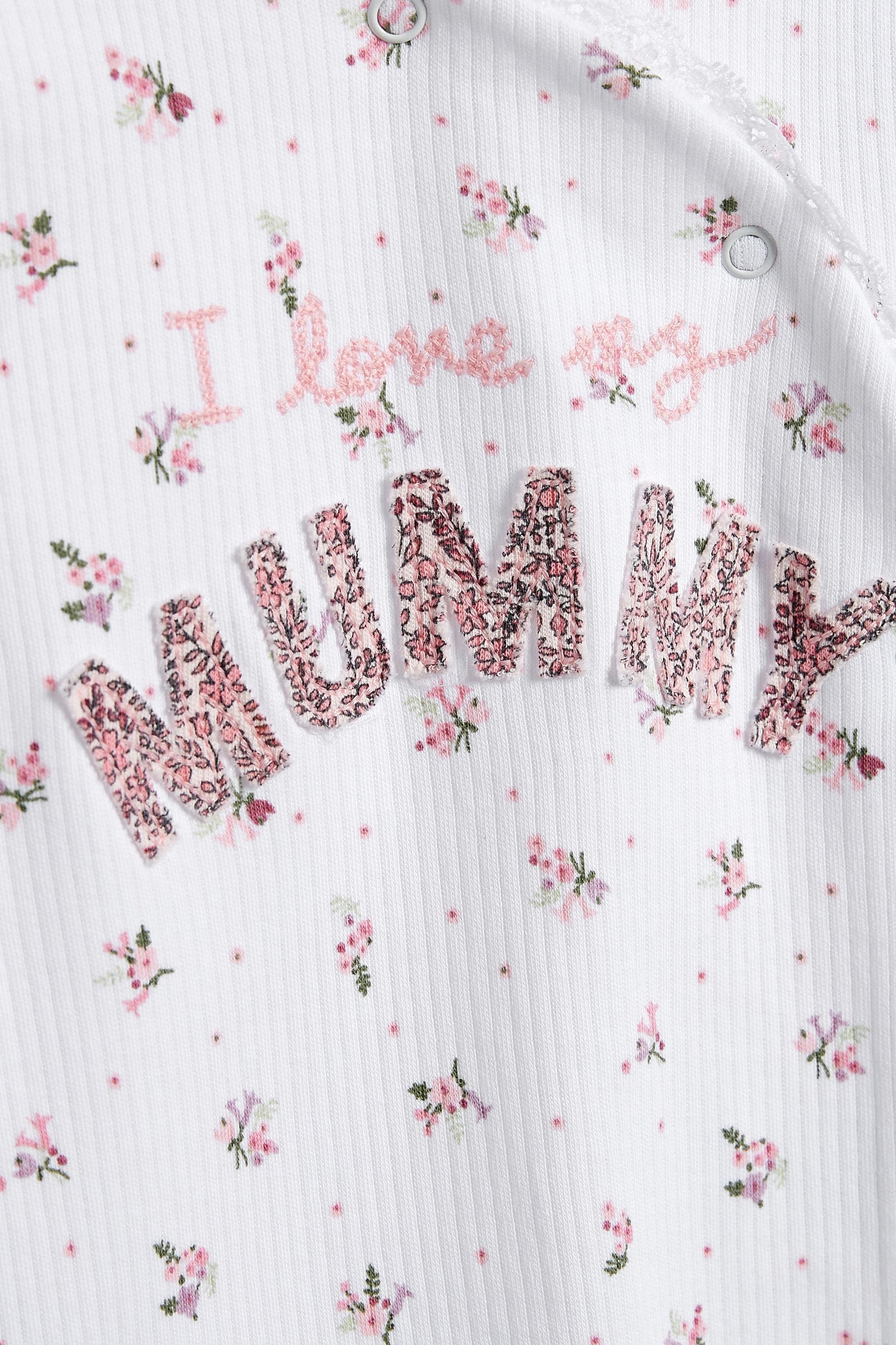 Mummy White Floral Family Sleepsuit (0-2yrs)