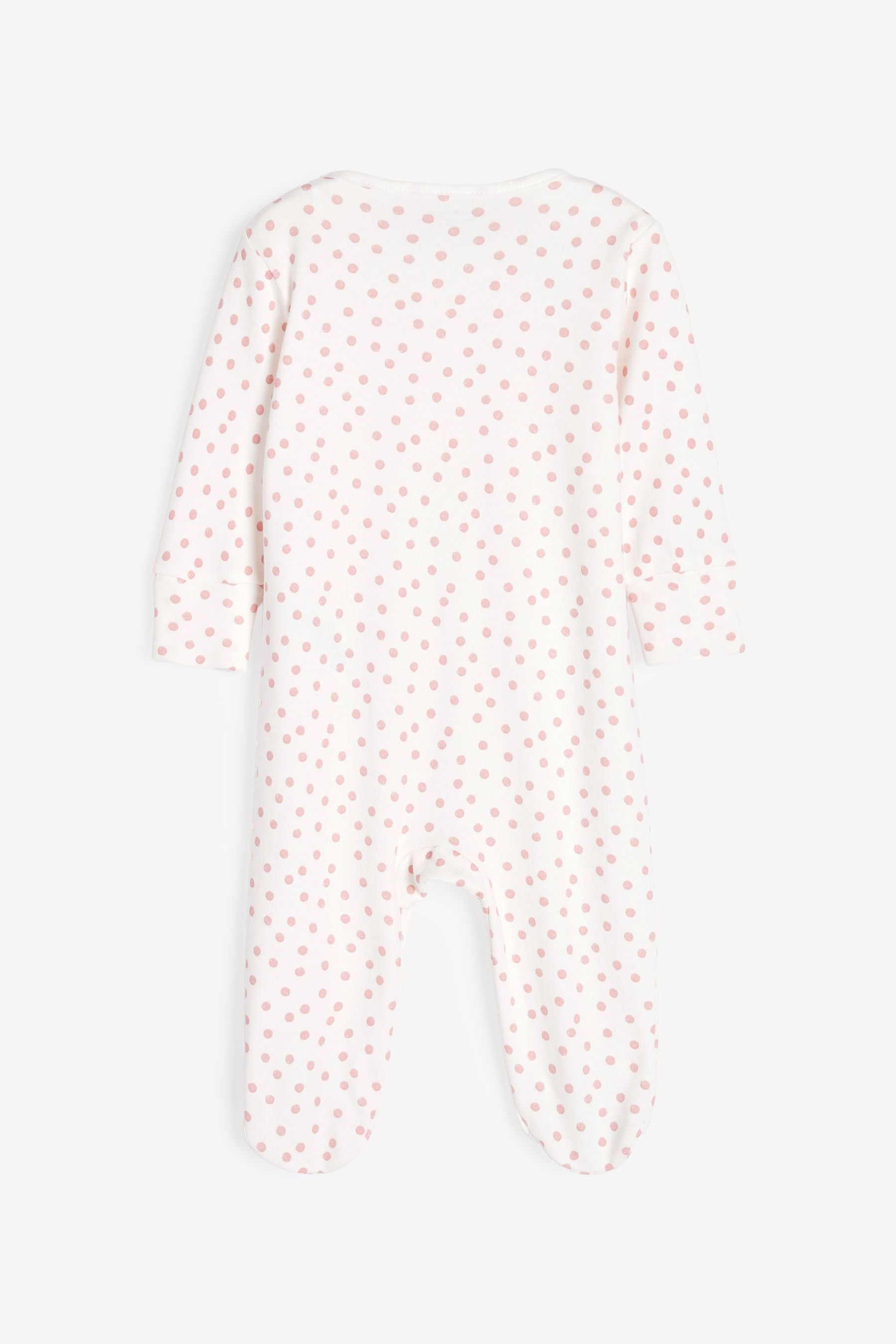 Pink Spot & Bunny 2 Pack Zip Baby Sleepsuits (0-2yrs)