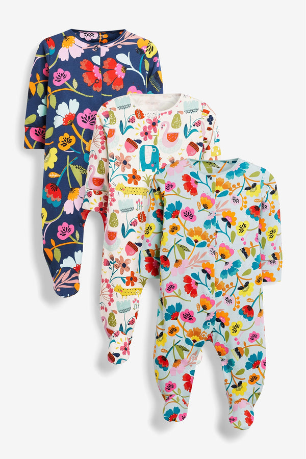 Bright Floral Baby Sleepsuits 3 Pack (0mths-2yrs)