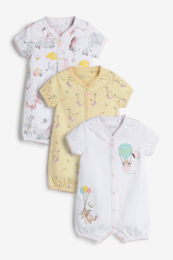 Lemon Yellow Circus Print 3 Pack Rompers