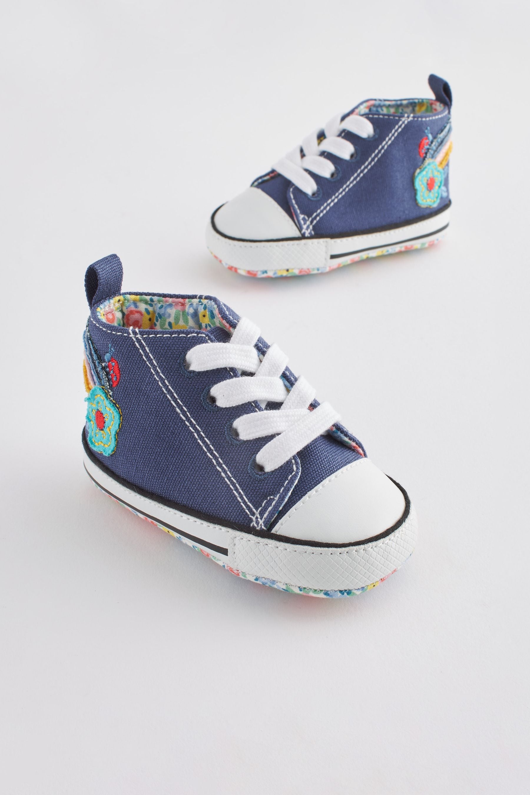 Navy Blue Glitter High Top Baby Trainers (0-24mths)