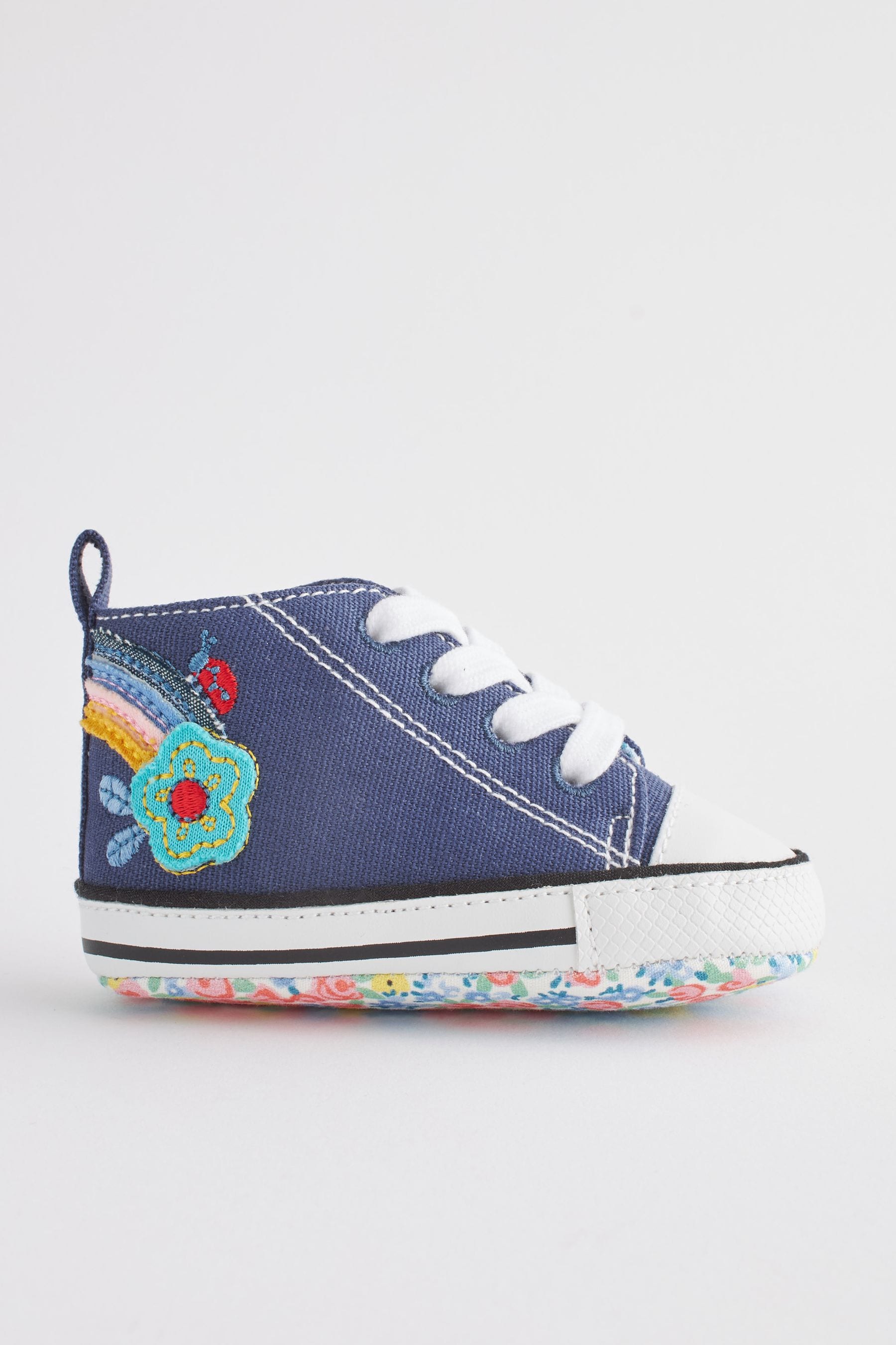 Navy Blue Glitter High Top Baby Trainers (0-24mths)