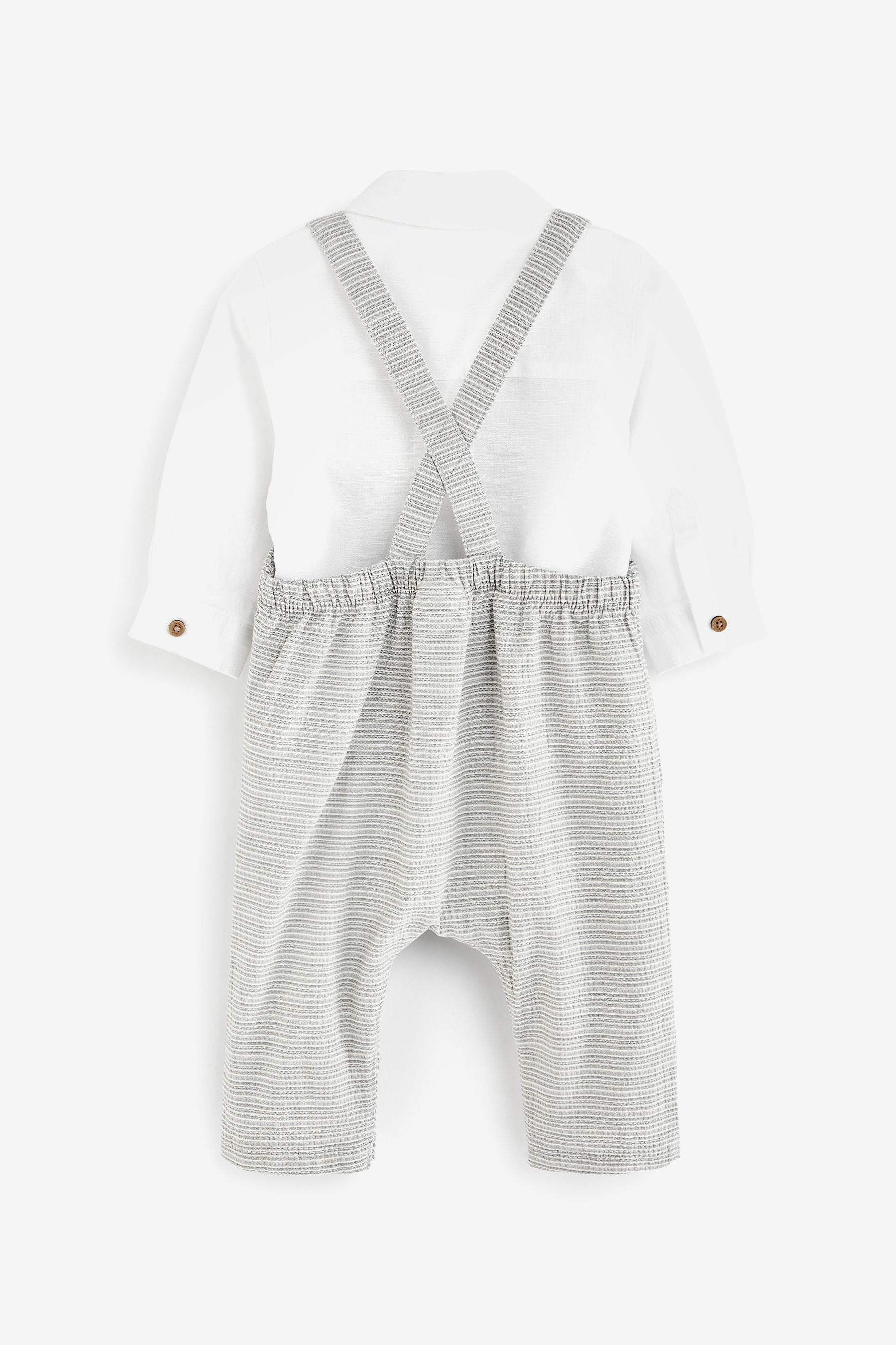 Grey Baby Smart Stripe Dunagrees And Jersey Bodysuit Set (0mths-3yrs)