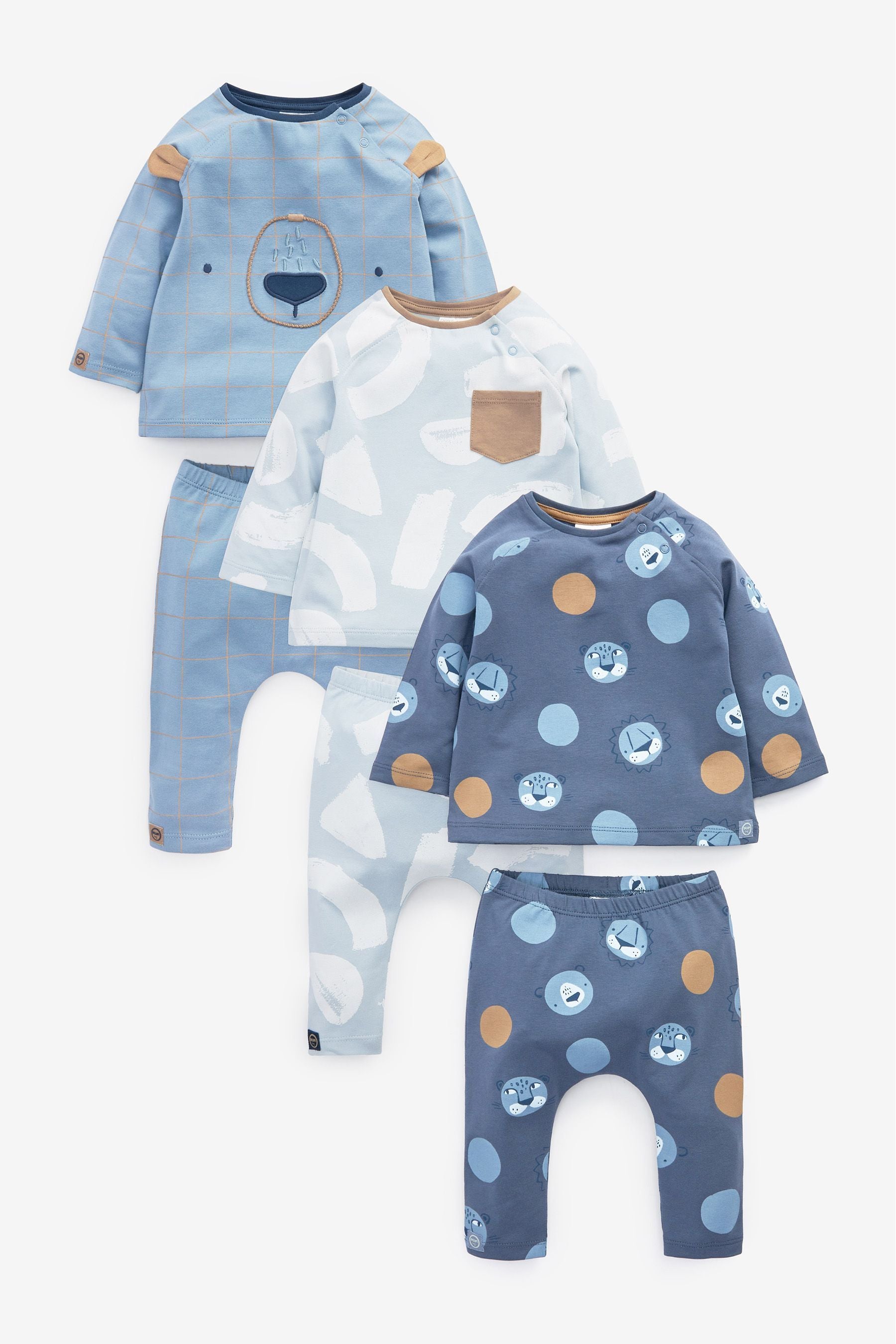 Blue Abstract Baby T-Shirts And Leggings Set 6 Pack