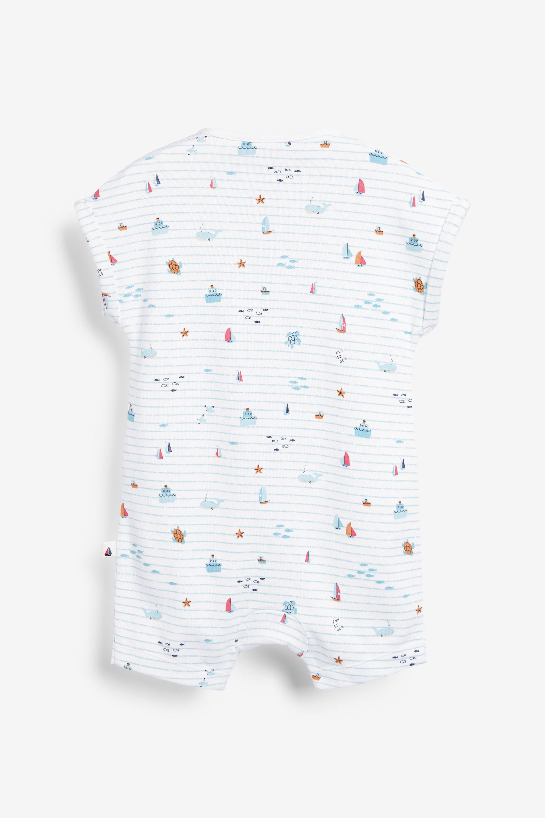 White/Blue Boat Baby 3 Pack Rompers (0mths-3yrs)