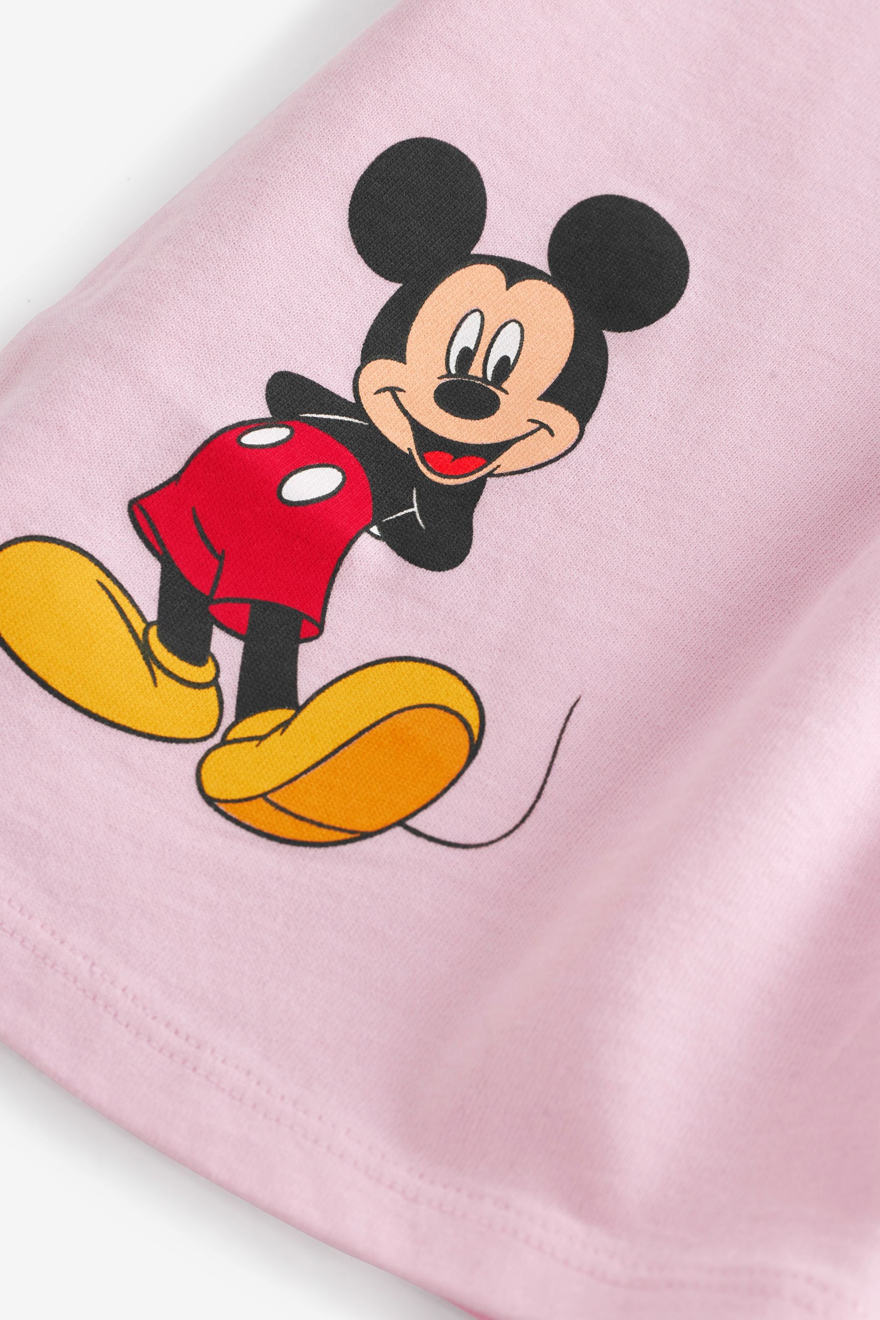 Pink Oversized Mickey Mouse T-Shirt And Cycle Shorts Set (3-16yrs)