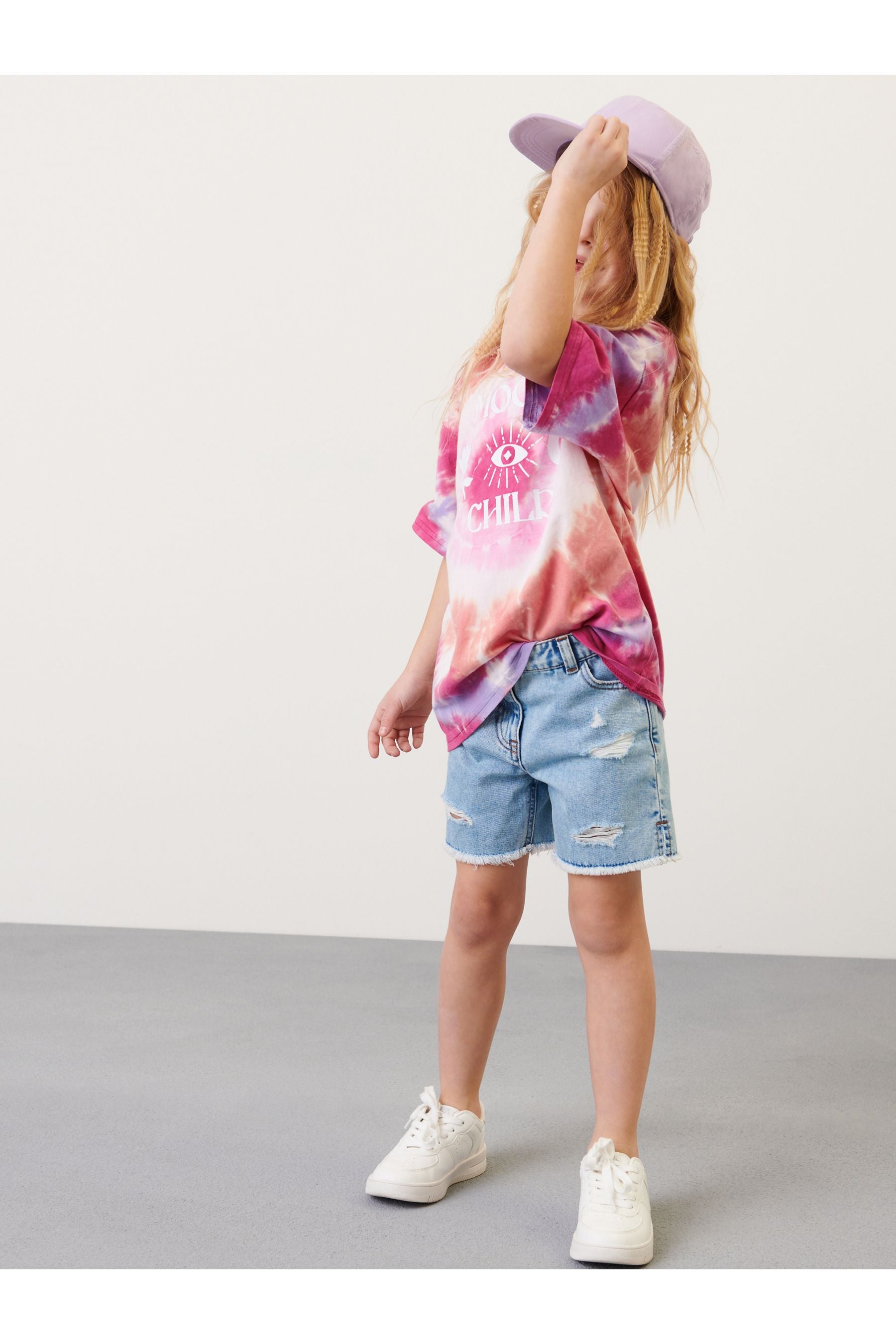 Pink Tie Dye Slogan Oversized T-Shirt (3-16yrs)