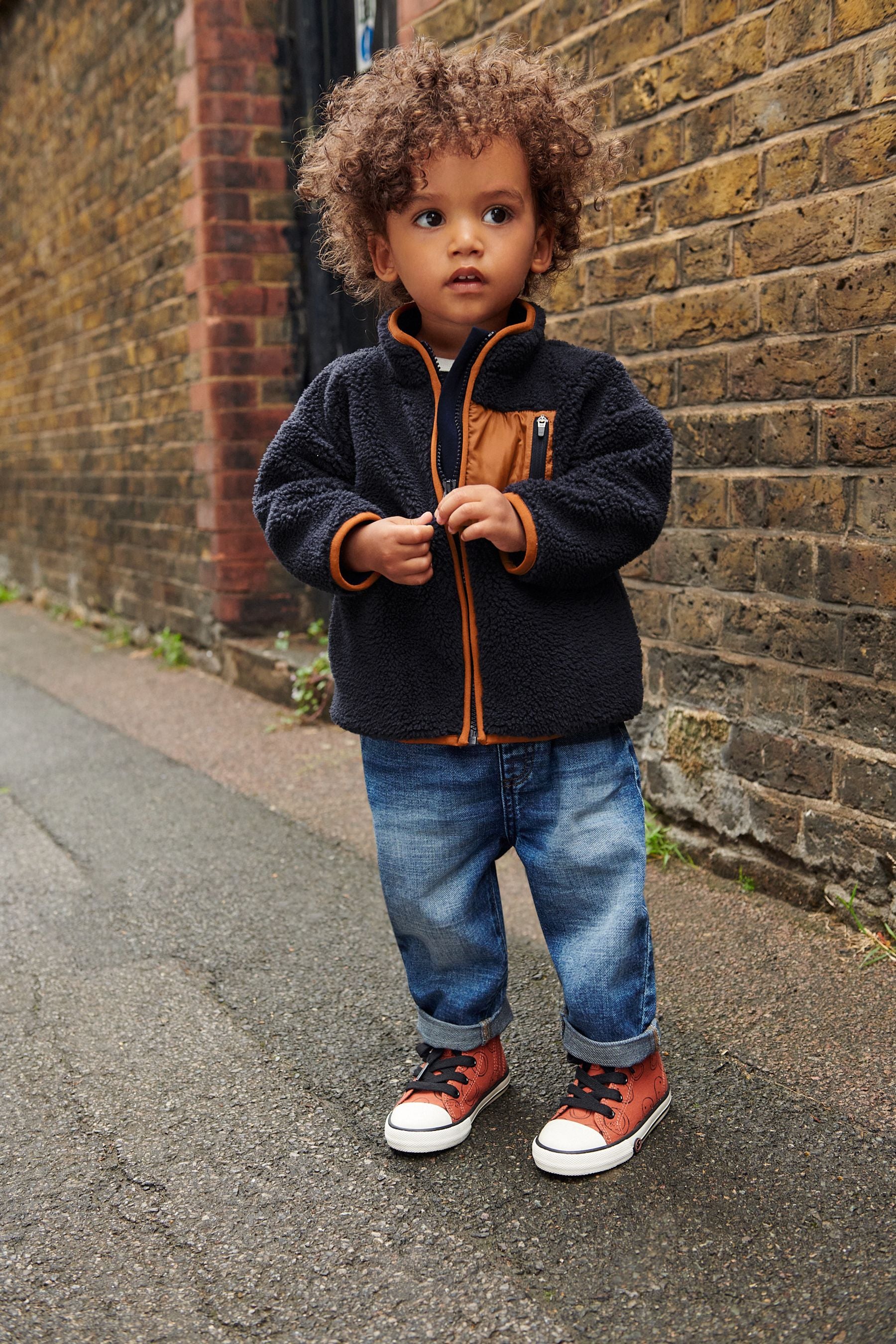 Navy Teddy Borg Fleece Zip Through Jacket (3mths-7yrs)