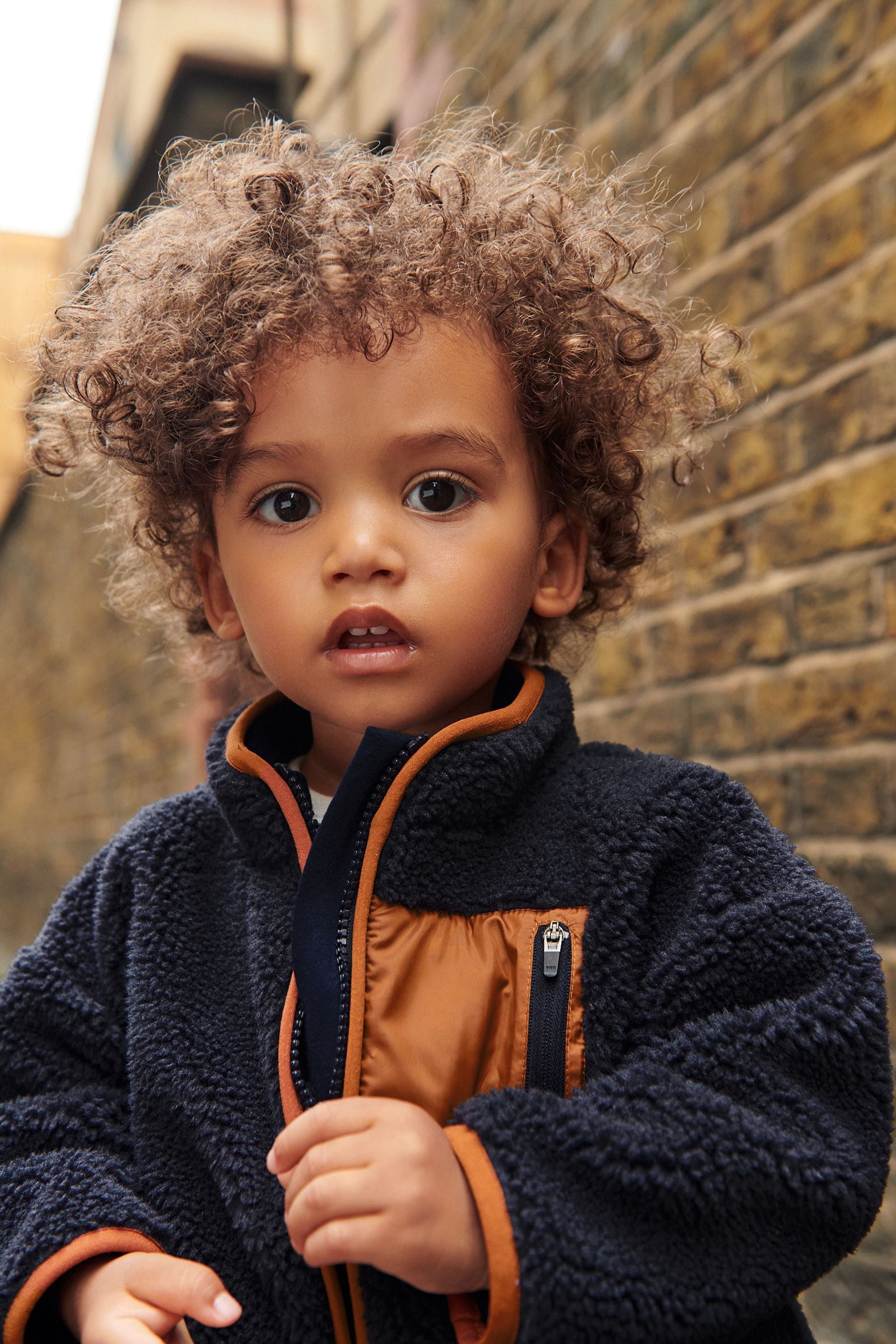 Navy Teddy Borg Fleece Zip Through Jacket (3mths-7yrs)