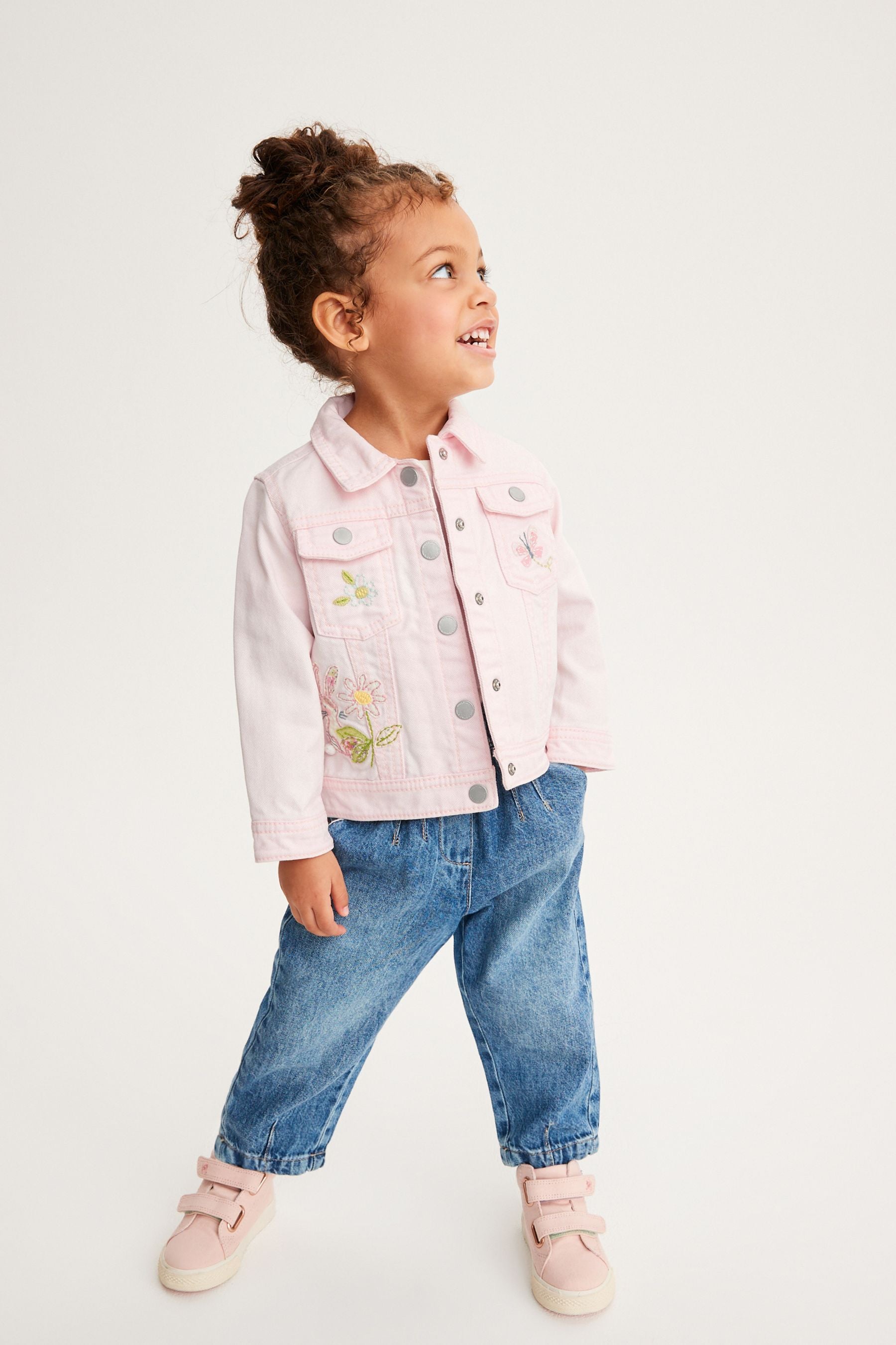 Pink Embroidered Bunny Denim Jacket (3mths-7yrs)