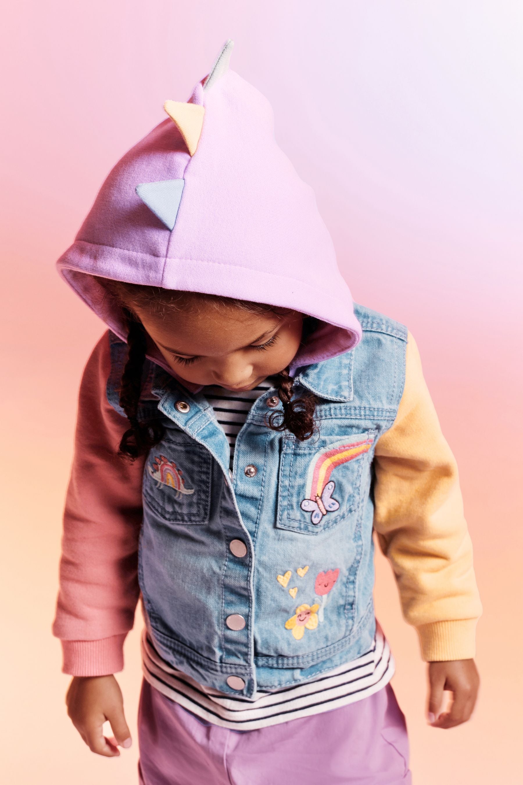 Blue Colourblock Jersey Sleeve Denim Jacket (3mths-7yrs)