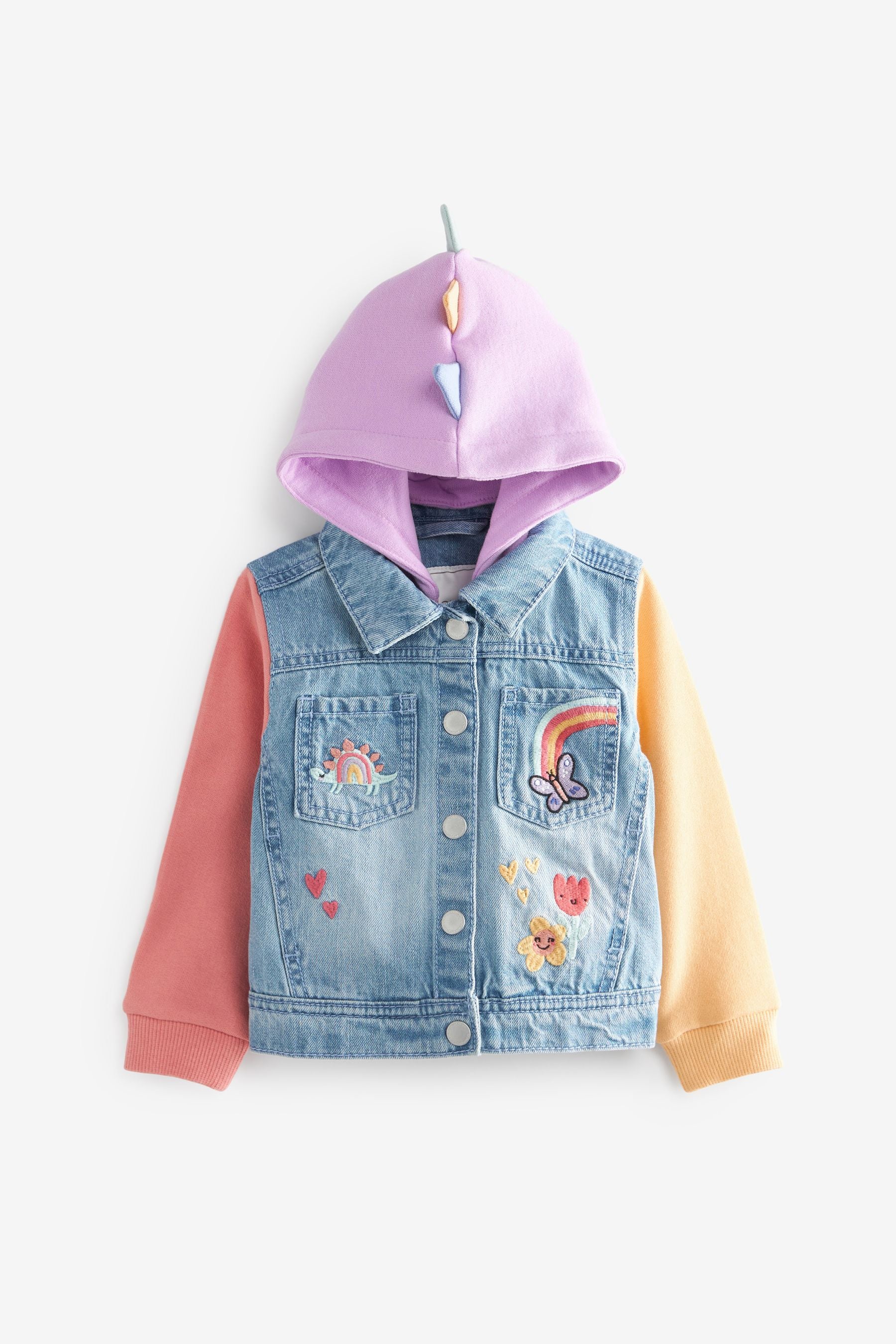 Blue Colourblock Jersey Sleeve Denim Jacket (3mths-7yrs)