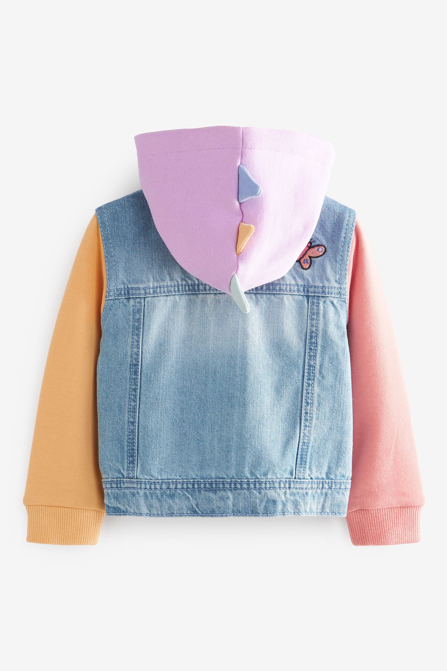 Blue Colourblock Jersey Sleeve Denim Jacket (3mths-7yrs)