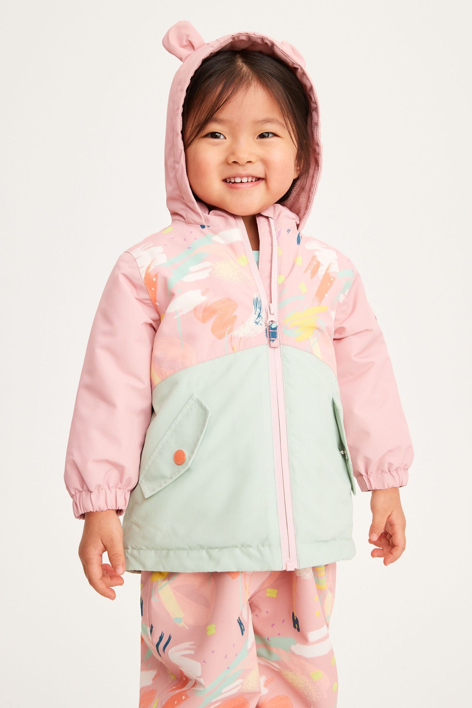 Pink/Green Printed Waterproof Coat (9mths-7yrs)