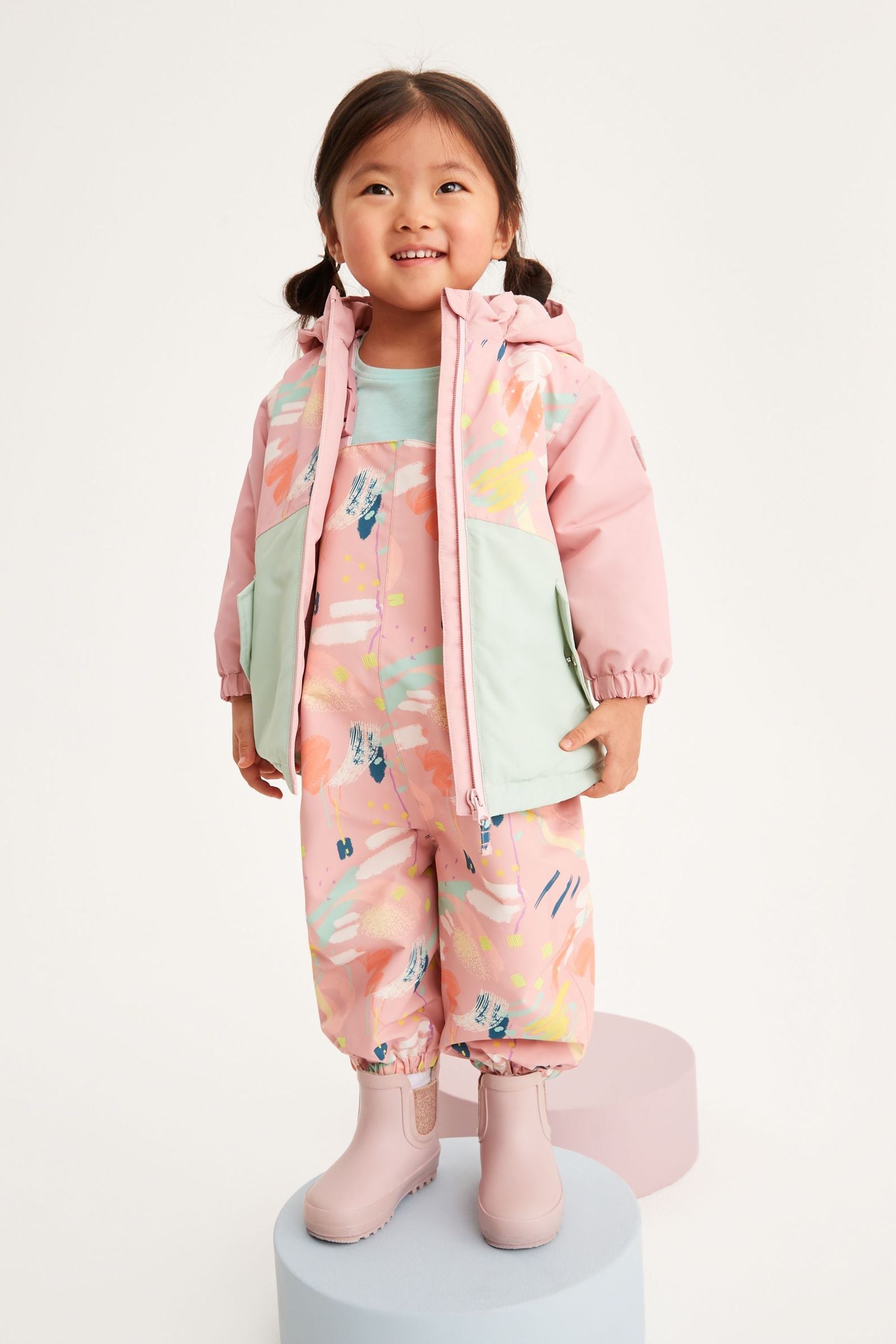 Pink/Green Printed Waterproof Coat (9mths-7yrs)