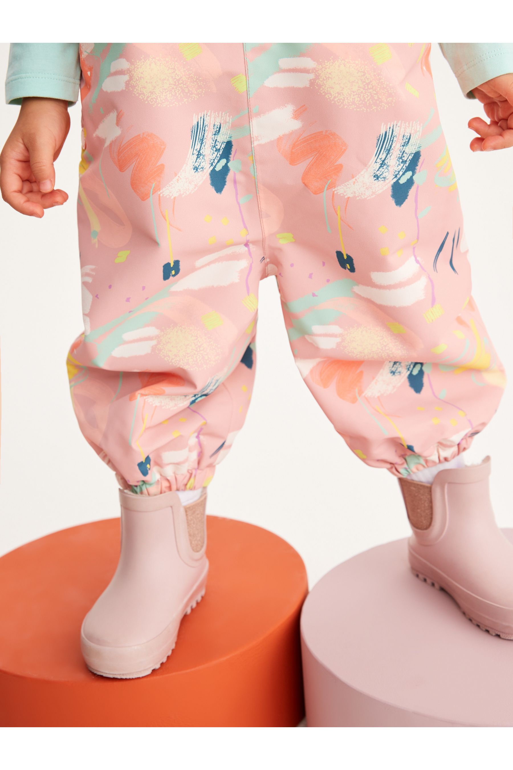 Pink Waterproof Printed Dungarees (9mths-7yrs)